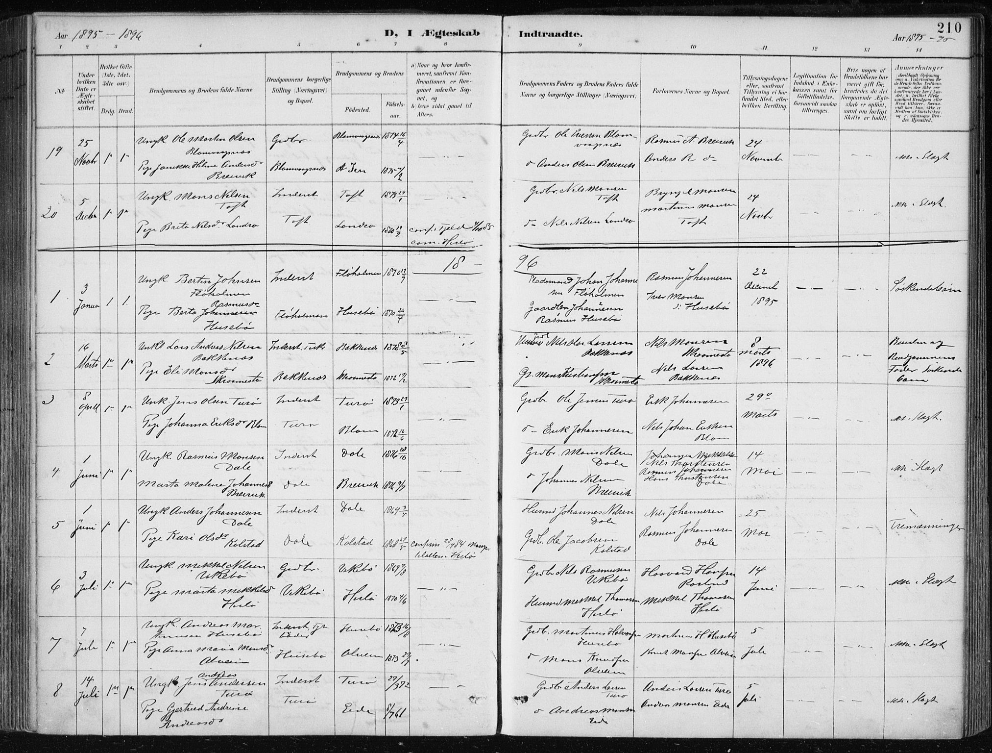 Herdla Sokneprestembete, AV/SAB-A-75701/H/Haa: Parish register (official) no. A 4, 1891-1905, p. 210