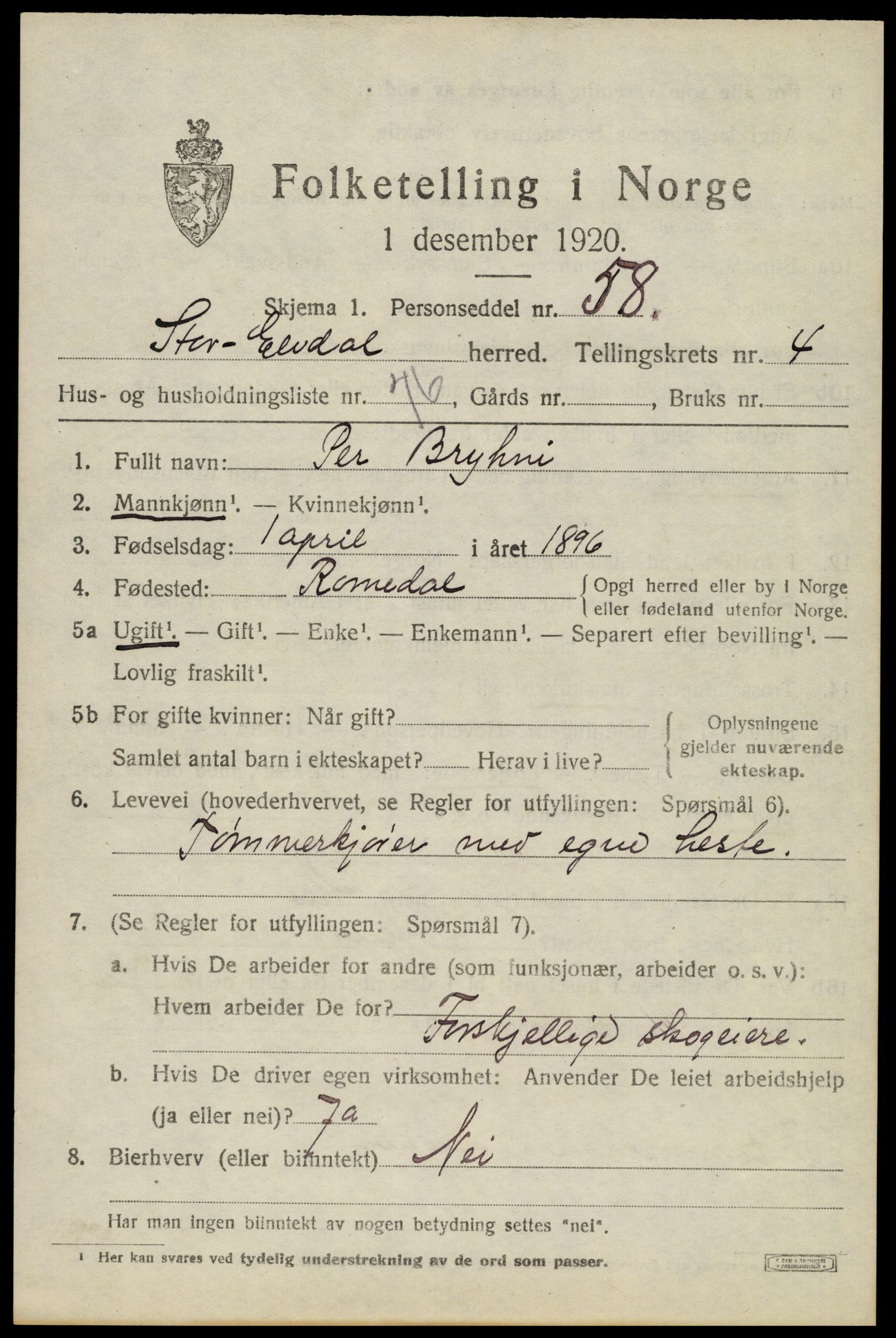 SAH, 1920 census for Stor-Elvdal, 1920, p. 4404