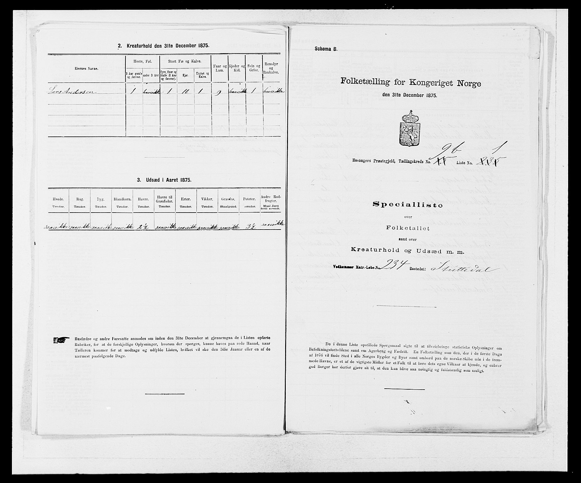 SAB, 1875 census for 1253P Hosanger, 1875, p. 681