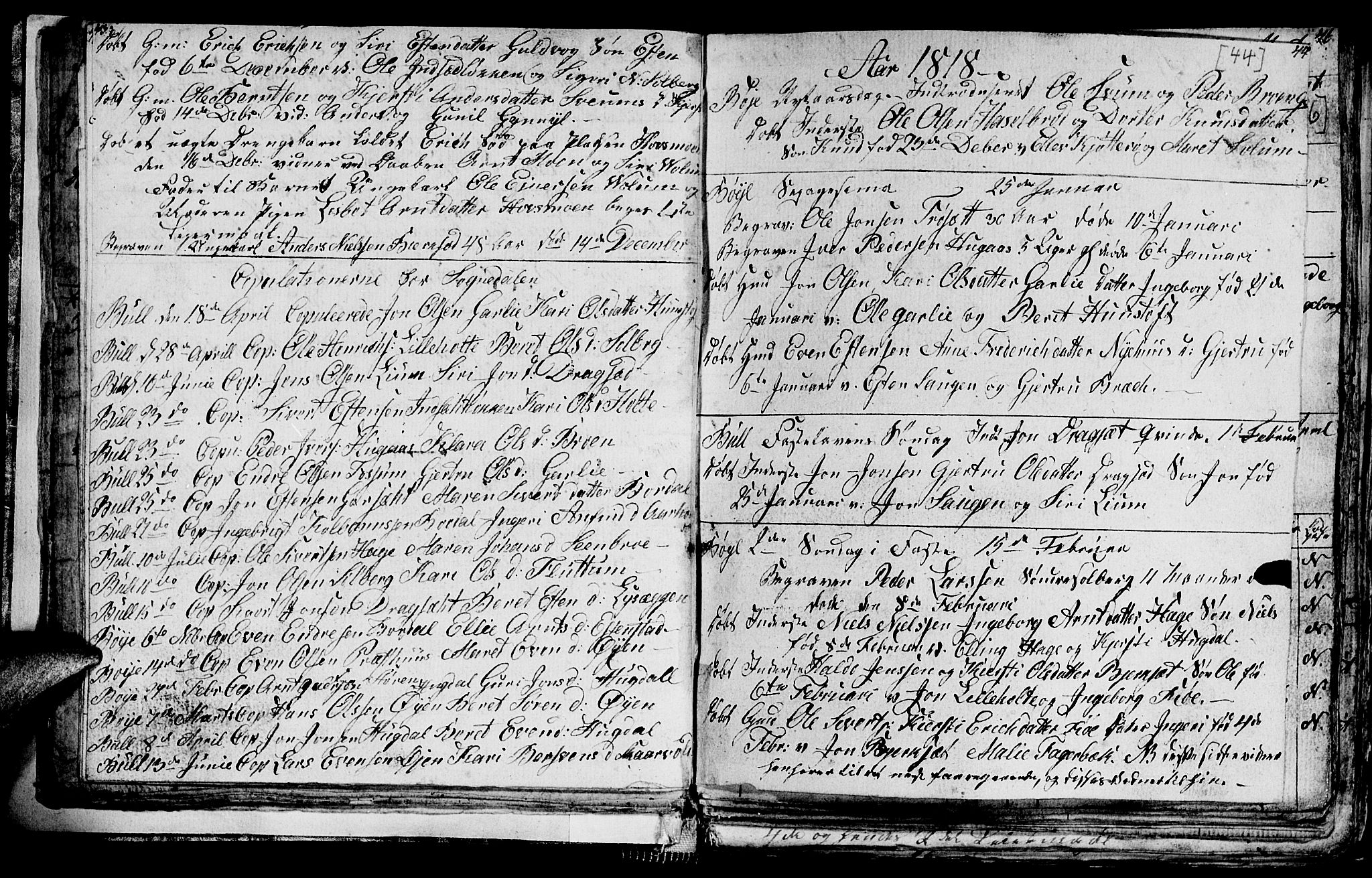 Ministerialprotokoller, klokkerbøker og fødselsregistre - Sør-Trøndelag, SAT/A-1456/689/L1042: Parish register (copy) no. 689C01, 1812-1841, p. 43-44