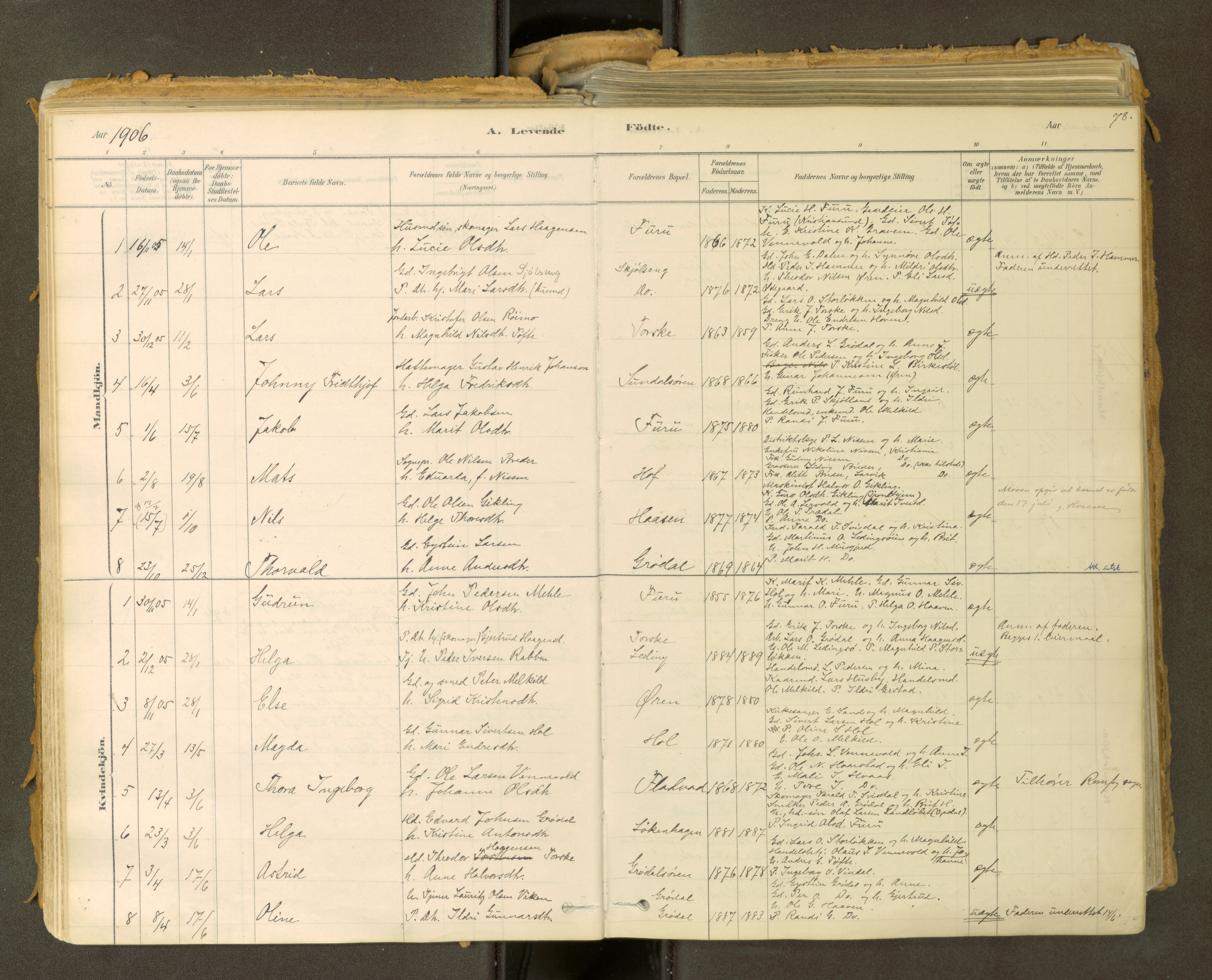 Sunndal sokneprestkontor, AV/SAT-A-1085/1/I/I1/I1a: Parish register (official) no. 2, 1877-1914, p. 78
