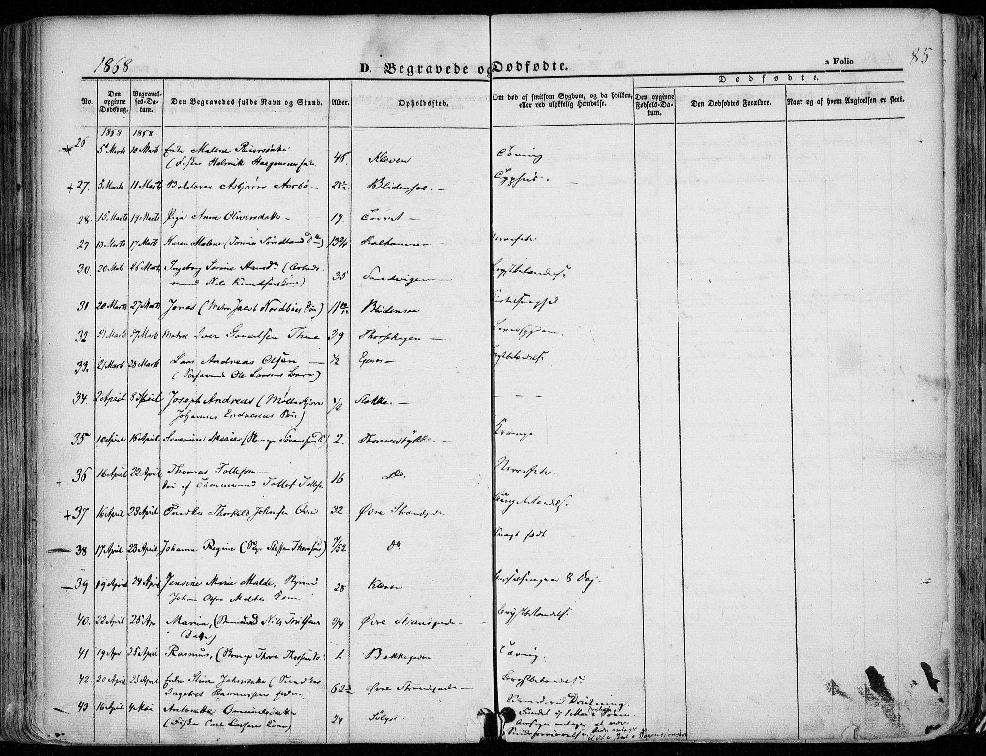 Domkirken sokneprestkontor, SAST/A-101812/001/30/30BA/L0020: Parish register (official) no. A 19, 1858-1877, p. 85