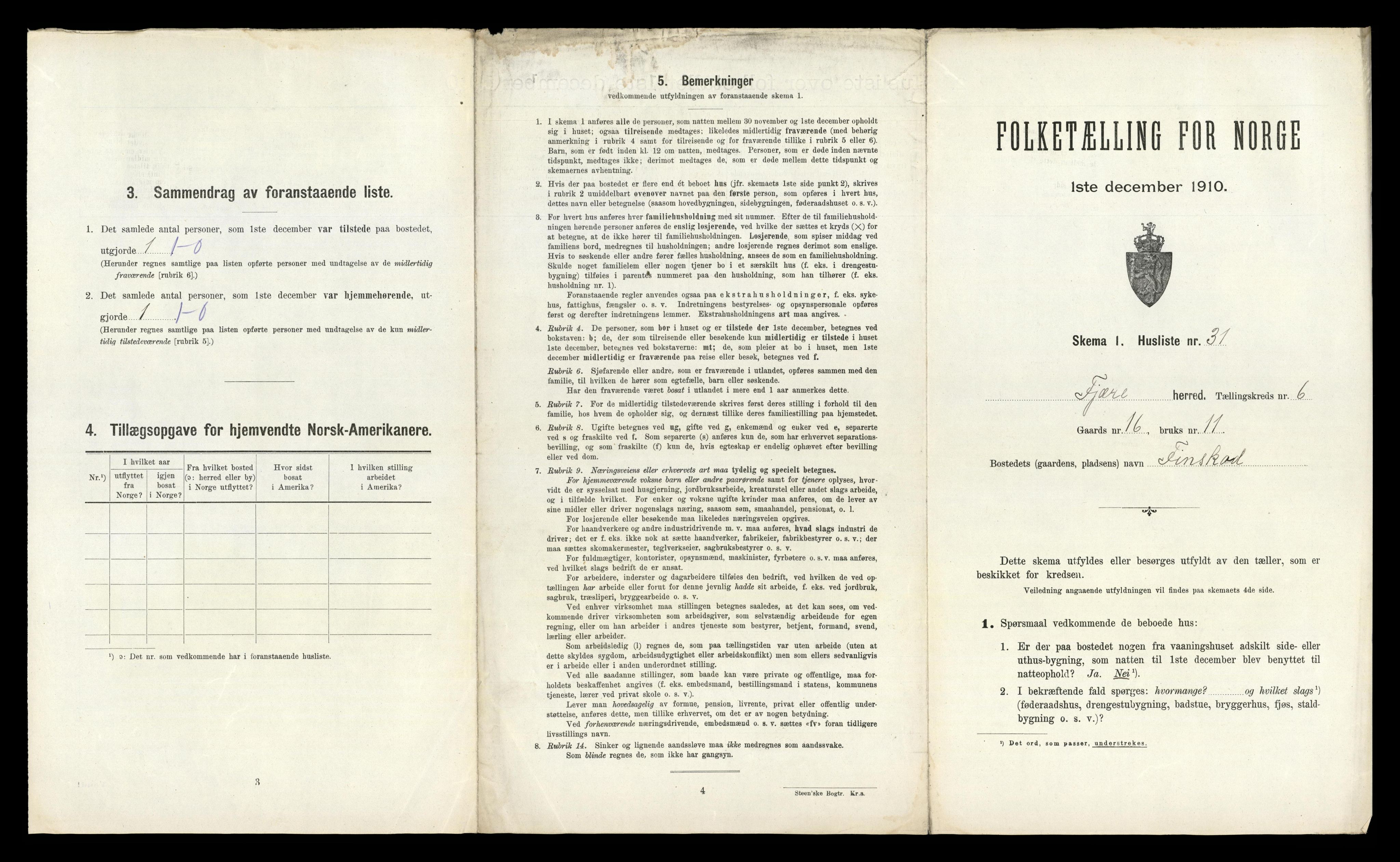 RA, 1910 census for Fjære, 1910, p. 1467