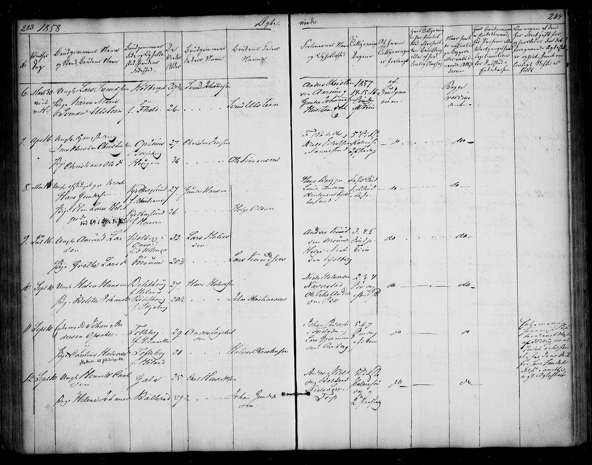 Borge prestekontor Kirkebøker, AV/SAO-A-10903/F/Fa/L0005: Parish register (official) no. I 5, 1848-1860, p. 283-284