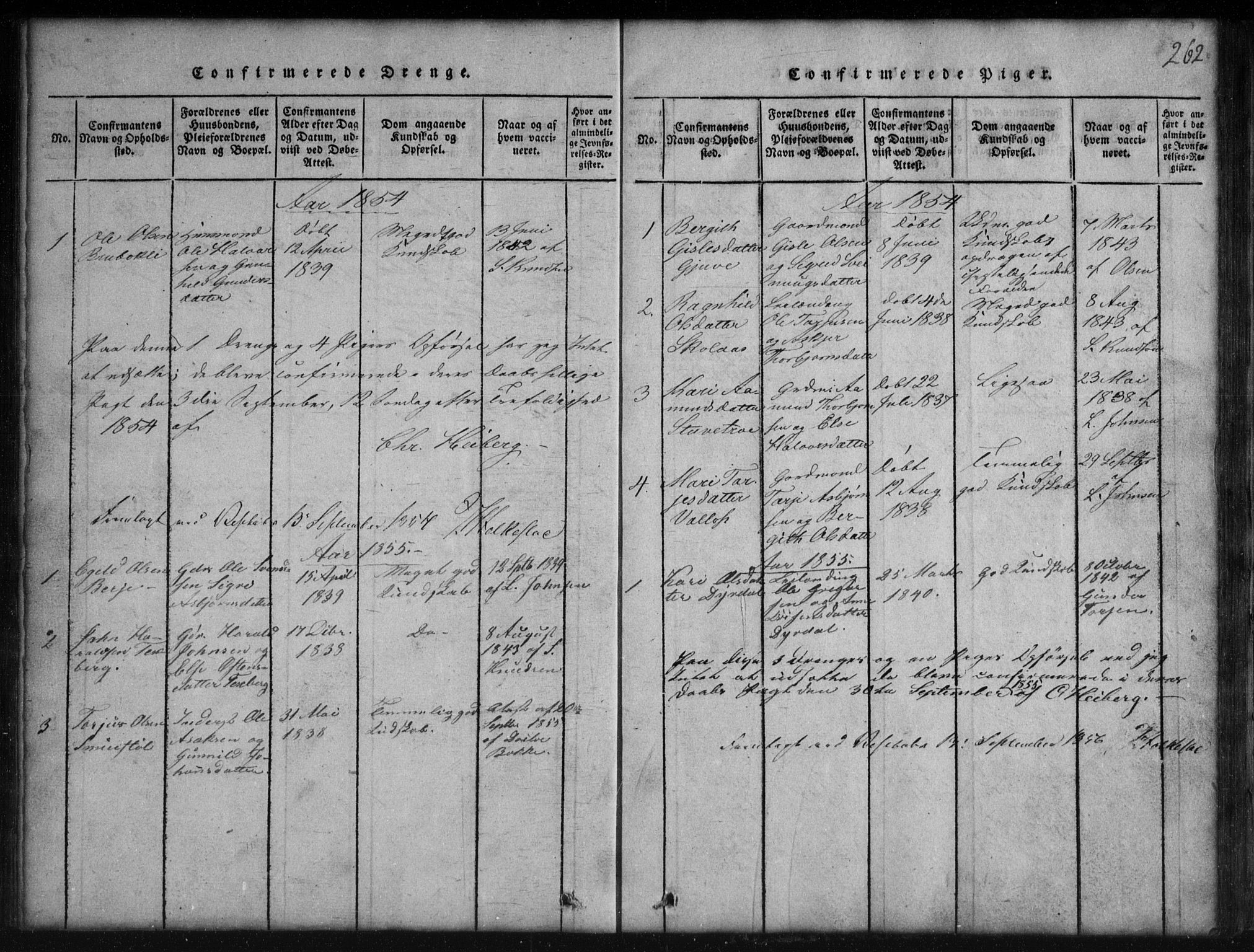 Rauland kirkebøker, SAKO/A-292/G/Gb/L0001: Parish register (copy) no. II 1, 1815-1886, p. 262