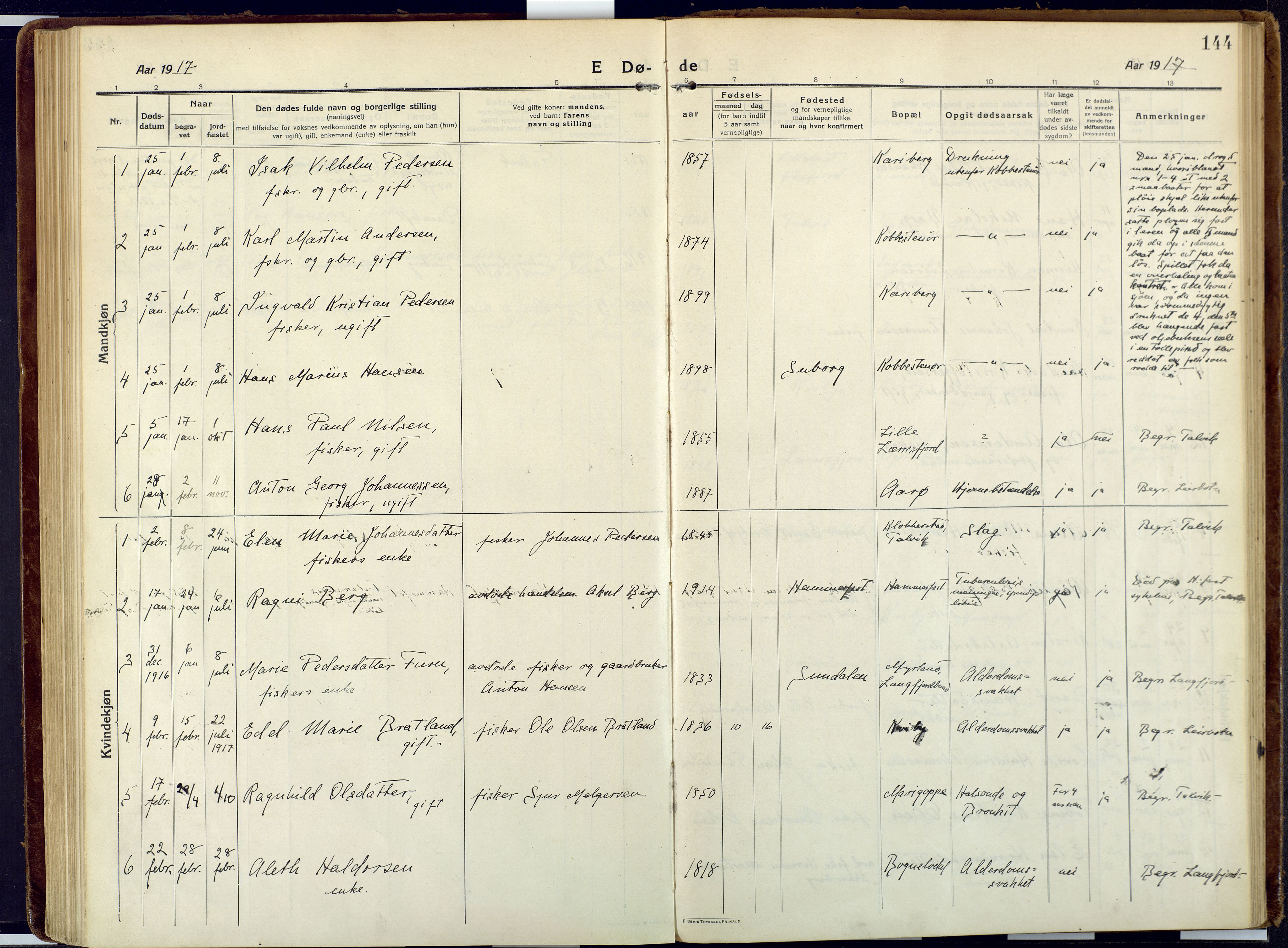 Talvik sokneprestkontor, SATØ/S-1337/H/Ha/L0018kirke: Parish register (official) no. 18, 1915-1924, p. 144