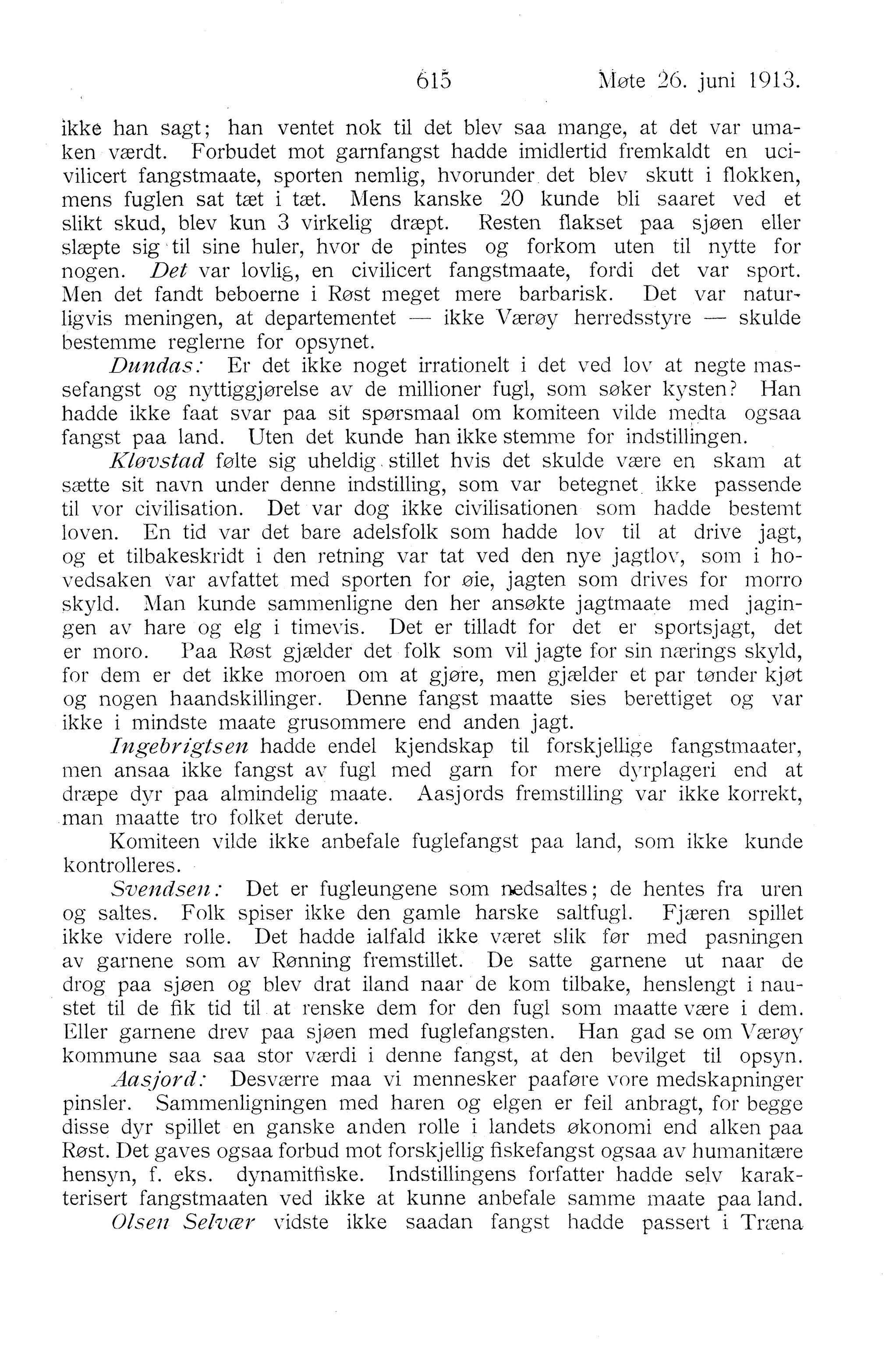 Nordland Fylkeskommune. Fylkestinget, AIN/NFK-17/176/A/Ac/L0036: Fylkestingsforhandlinger 1913, 1913