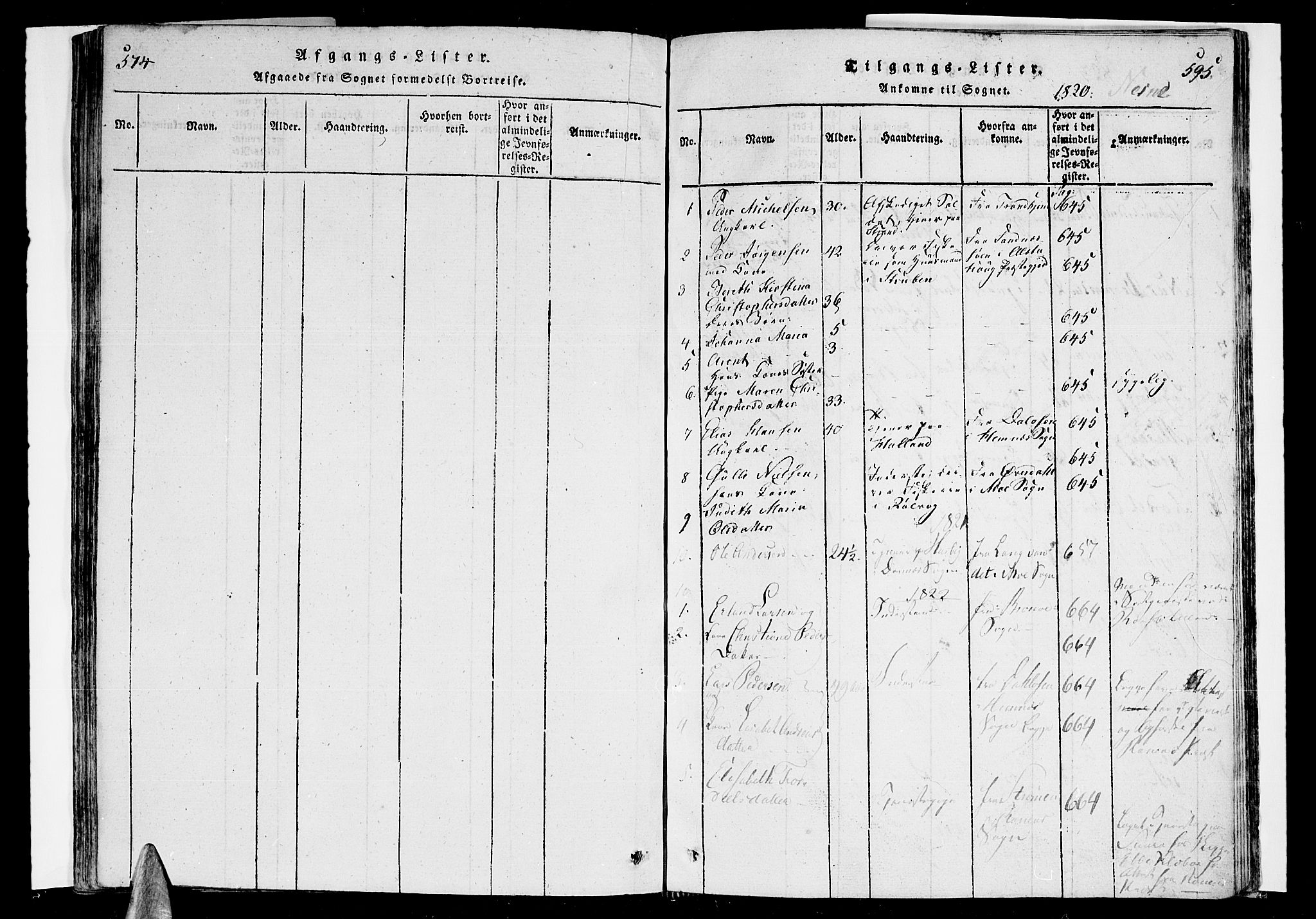 Ministerialprotokoller, klokkerbøker og fødselsregistre - Nordland, AV/SAT-A-1459/838/L0546: Parish register (official) no. 838A05 /1, 1820-1828, p. 574-595