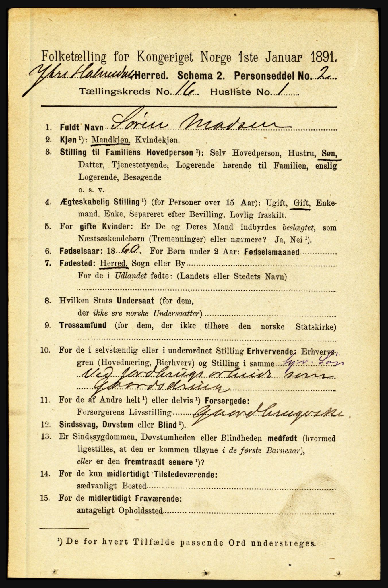 RA, 1891 census for 1429 Ytre Holmedal, 1891, p. 4224