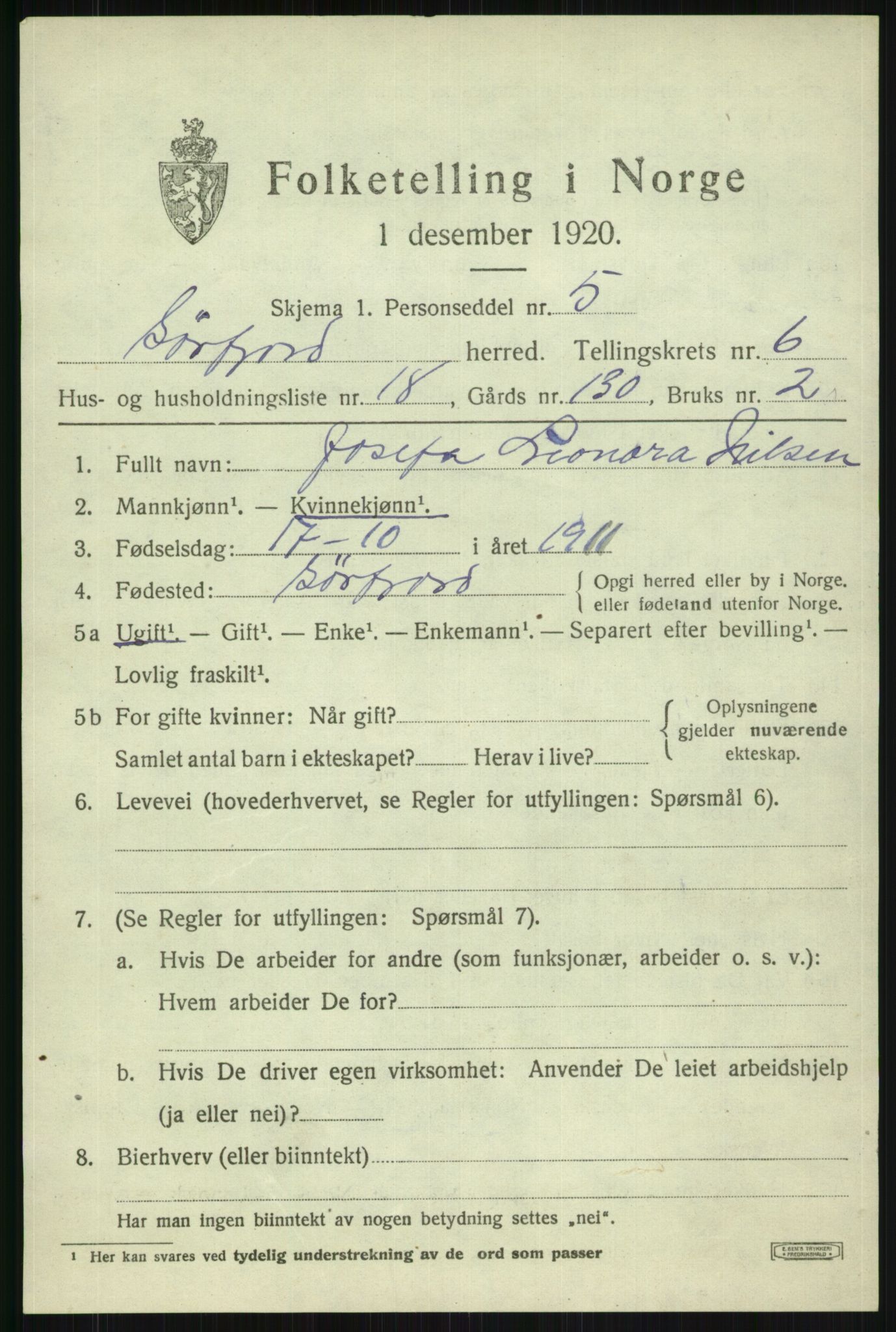 SATØ, 1920 census for Sørfjord, 1920, p. 2428