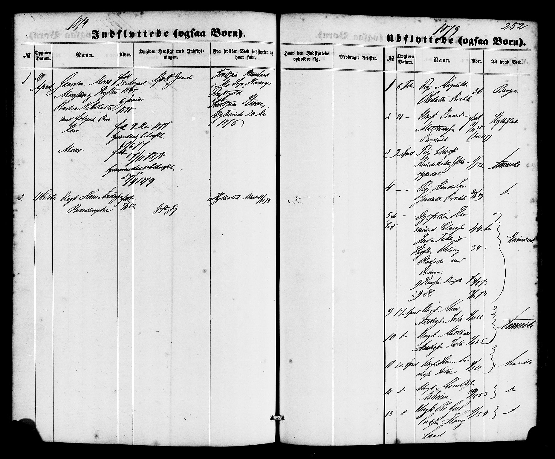 Gulen sokneprestembete, SAB/A-80201/H/Haa/Haac/L0001: Parish register (official) no. C 1, 1859-1881, p. 252