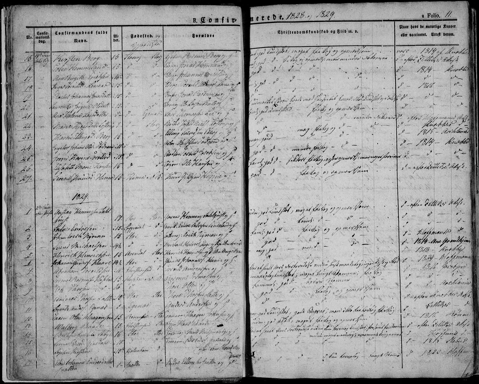 Domkirken sokneprestkontor, SAST/A-101812/001/30/30BA/L0013: Parish register (official) no. A 12, 1823-1861, p. 11