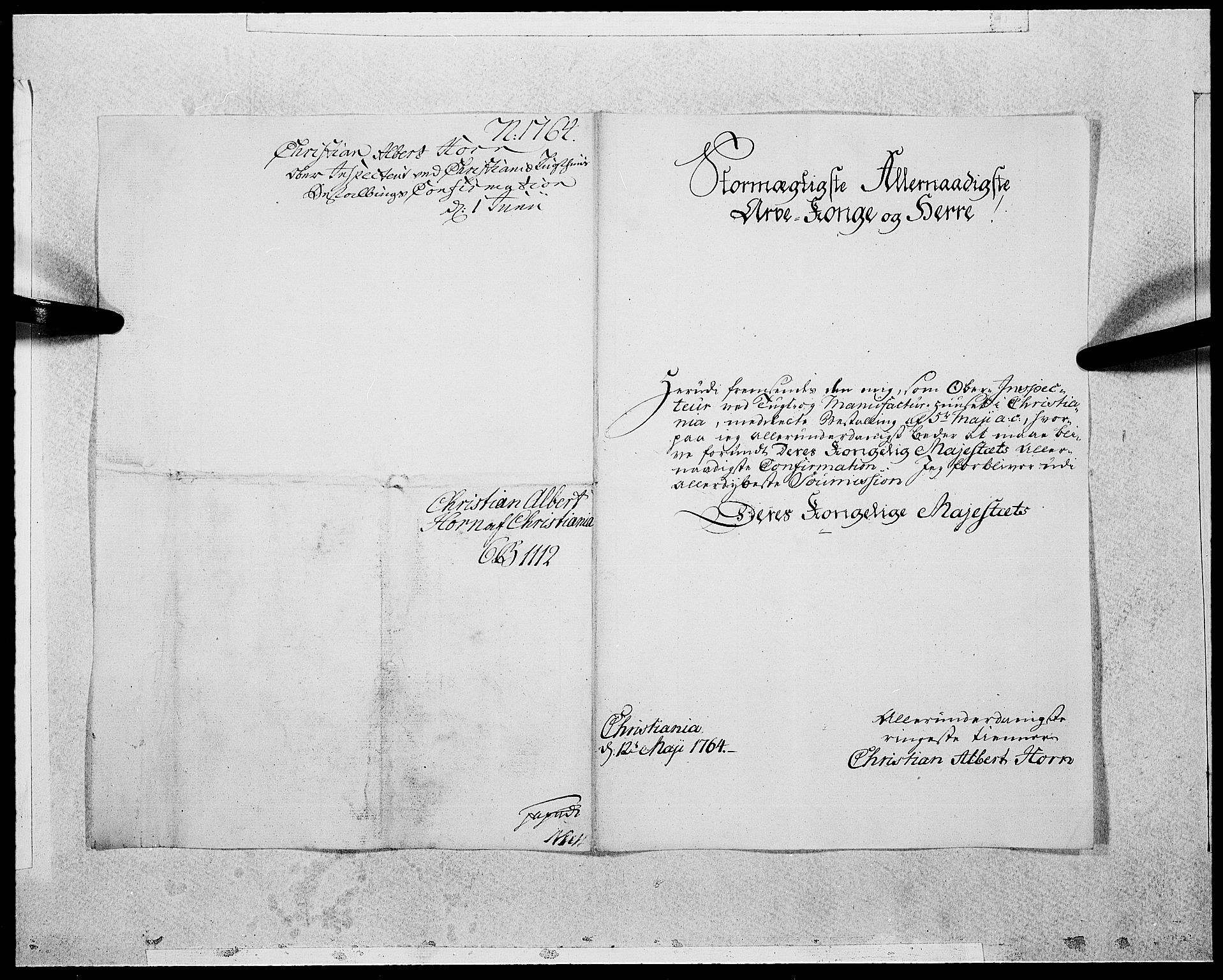 Danske Kanselli 1572-1799, AV/RA-EA-3023/F/Fc/Fcc/Fcca/L0188: Norske innlegg 1572-1799, 1764, p. 351