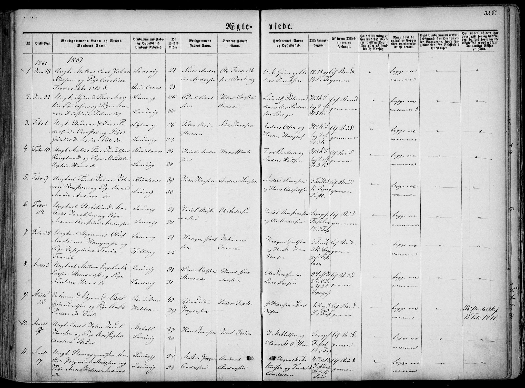 Larvik kirkebøker, SAKO/A-352/F/Fa/L0004: Parish register (official) no. I 4, 1856-1870, p. 358