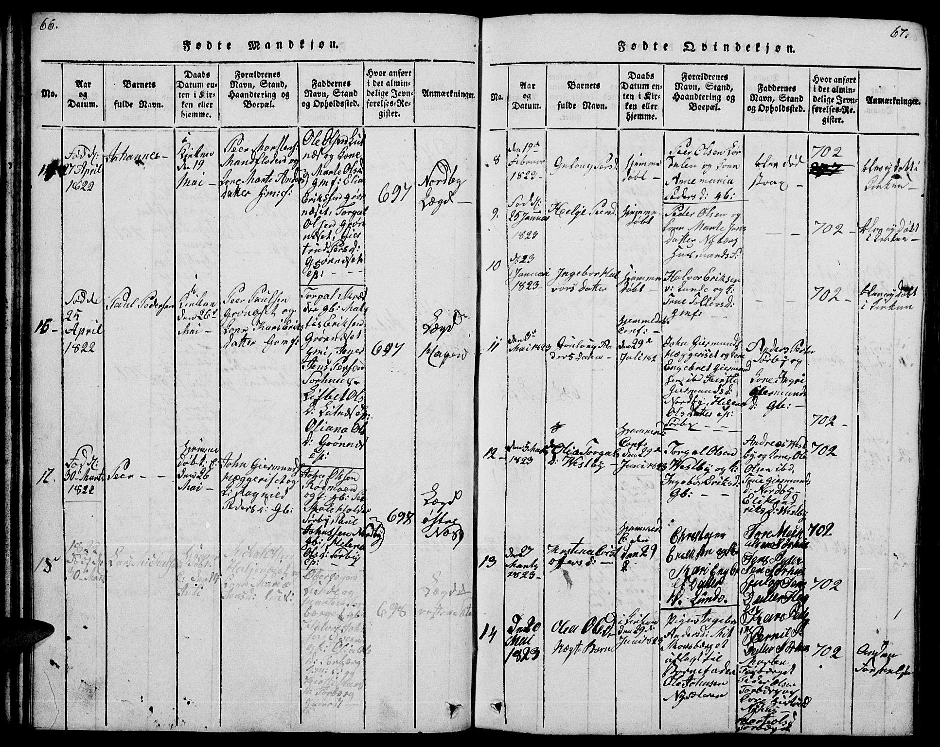 Trysil prestekontor, AV/SAH-PREST-046/H/Ha/Hab/L0004: Parish register (copy) no. 4, 1814-1841, p. 66-67