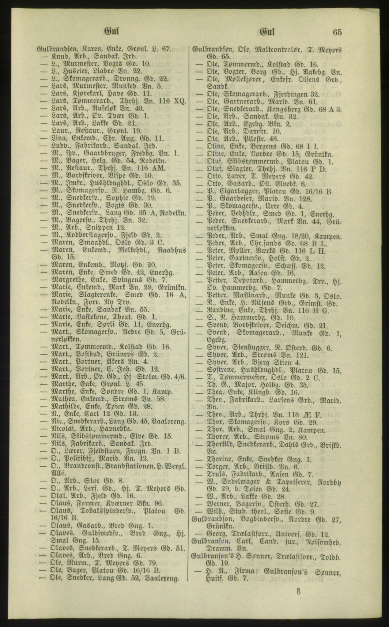 Kristiania/Oslo adressebok, PUBL/-, 1881, p. 65