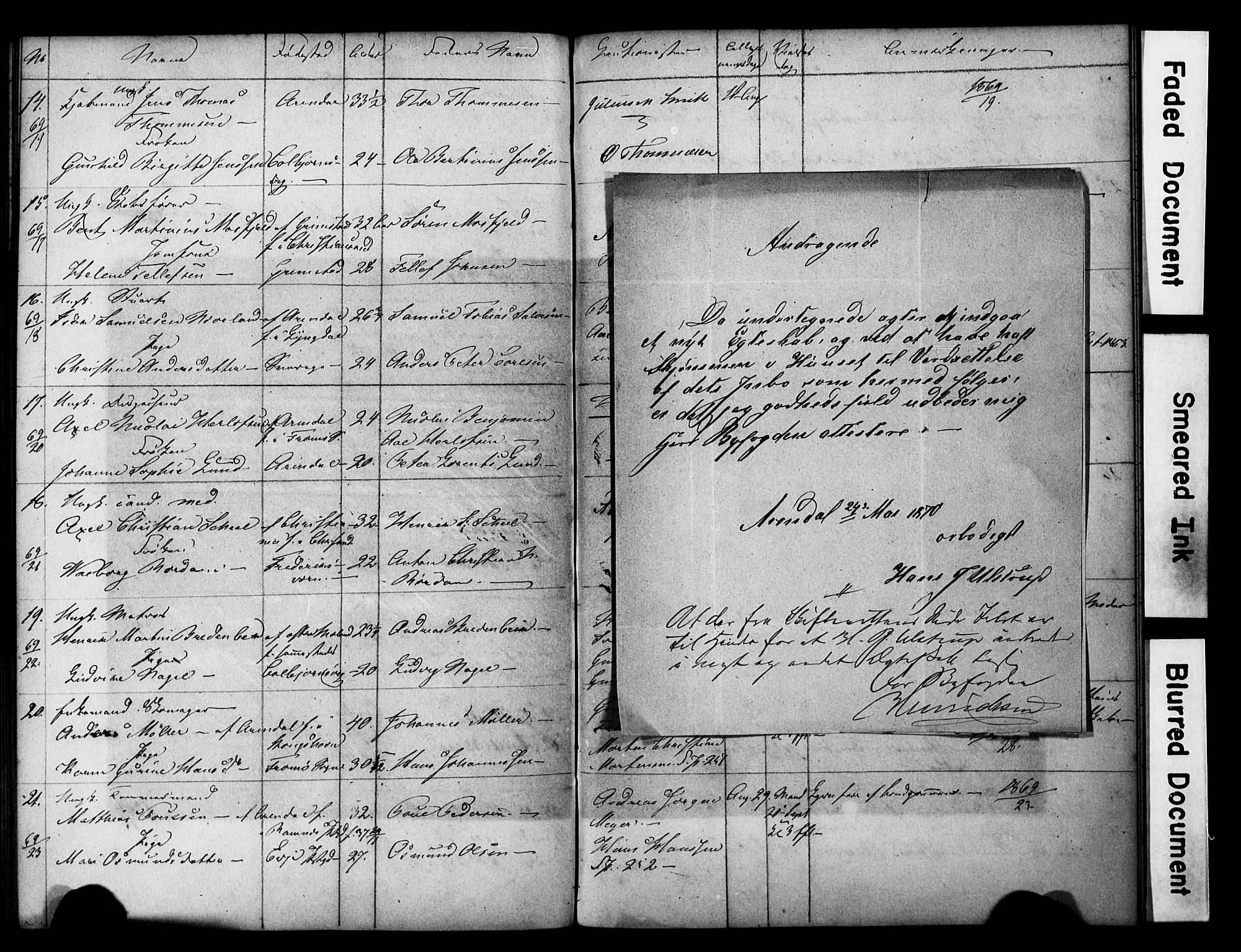 Arendal sokneprestkontor, Trefoldighet, AV/SAK-1111-0040/F/Fe/L0002: Banns register no. A VI 2, 1847-1871