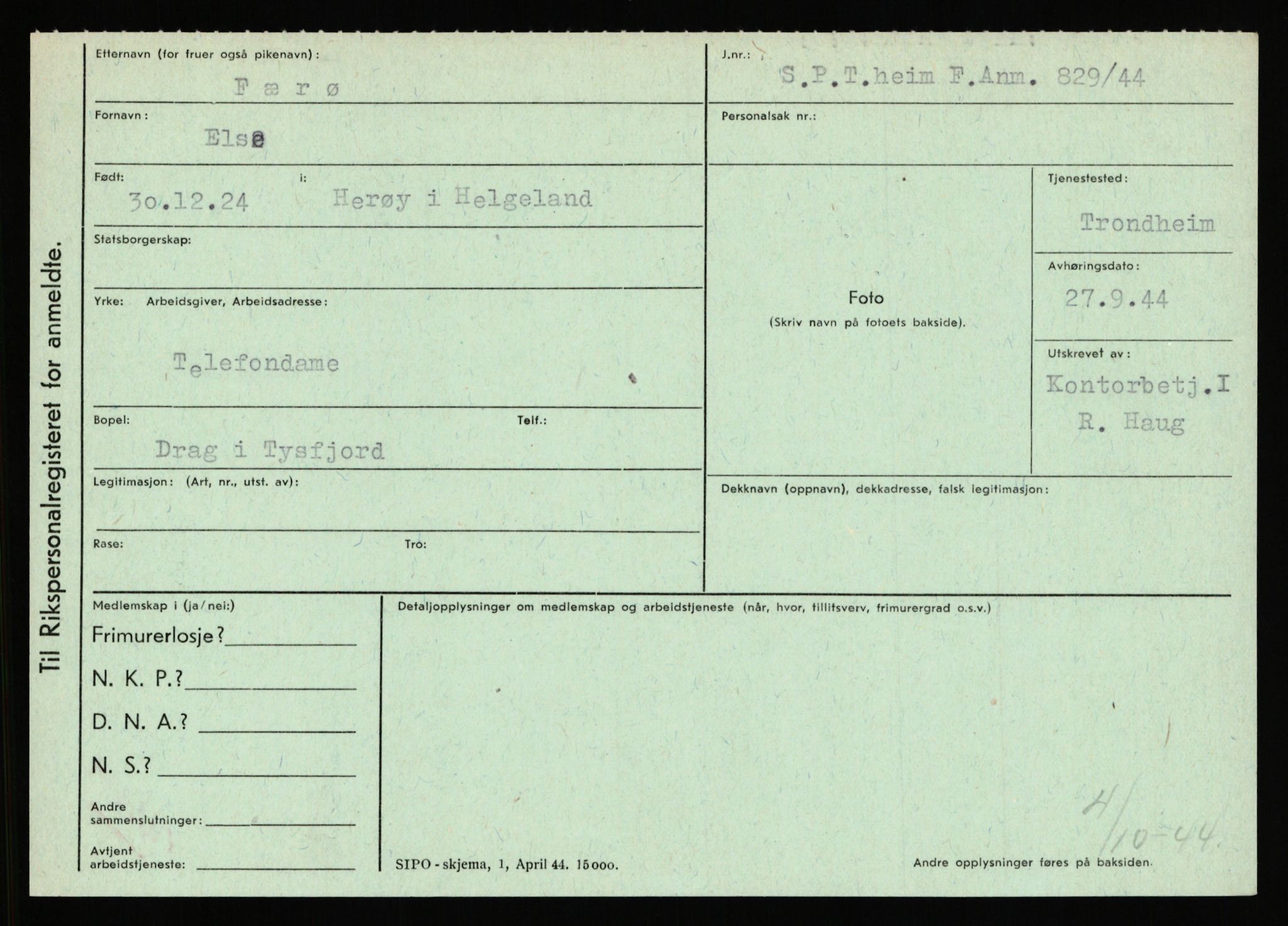 Statspolitiet - Hovedkontoret / Osloavdelingen, AV/RA-S-1329/C/Ca/L0005: Furali - Hamula, 1943-1945, p. 164