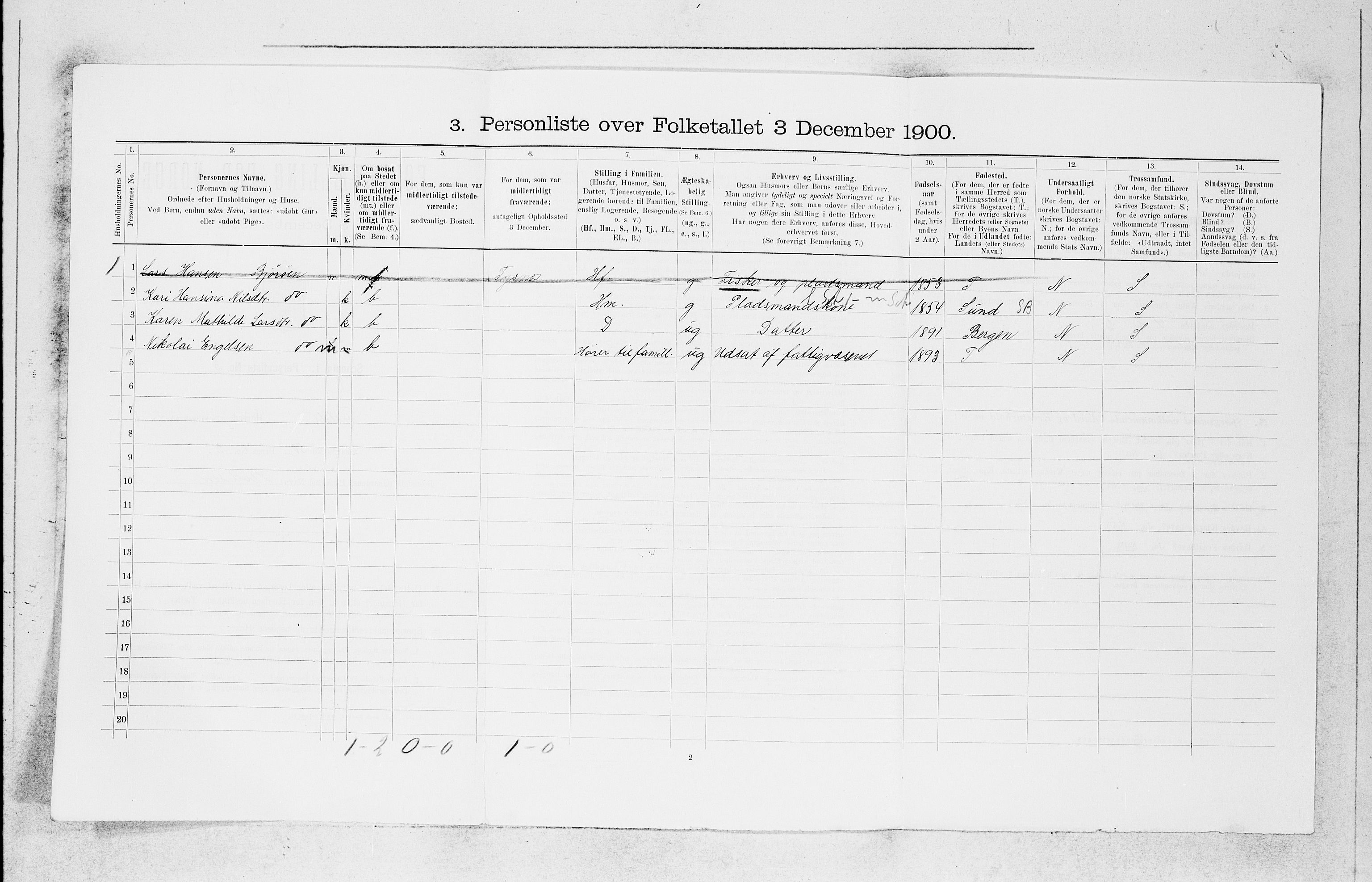 SAB, 1900 census for Fjell, 1900, p. 927