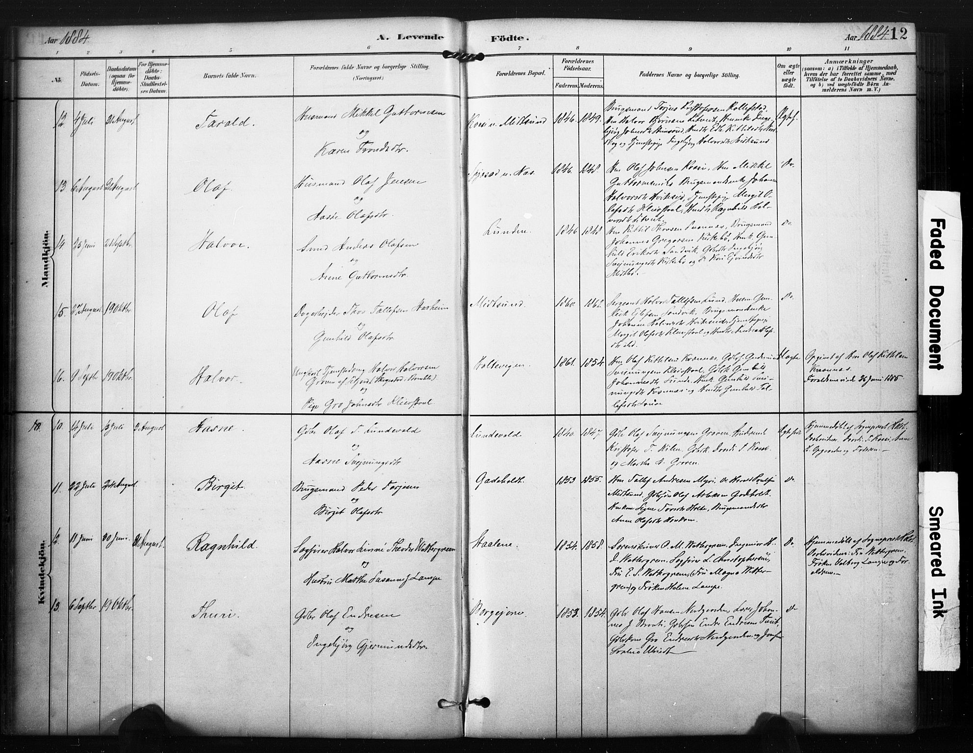 Kviteseid kirkebøker, SAKO/A-276/F/Fa/L0008: Parish register (official) no. I 8, 1882-1903, p. 12