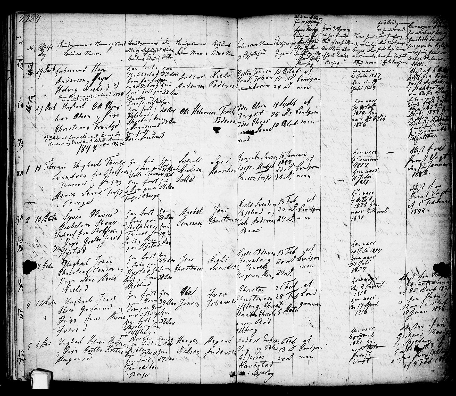 Borge prestekontor Kirkebøker, AV/SAO-A-10903/F/Fa/L0004: Parish register (official) no. I 4, 1836-1848, p. 284-285