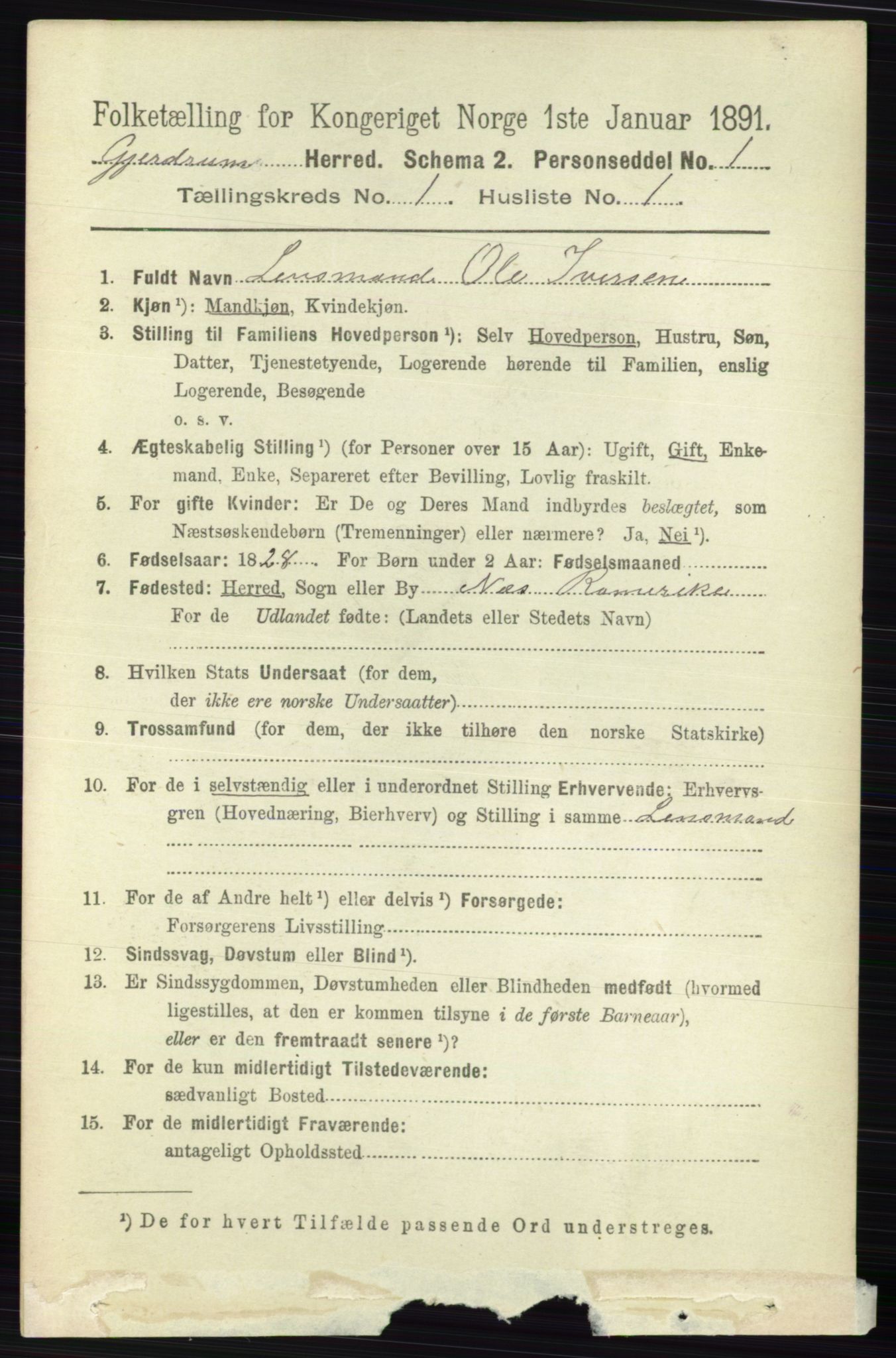 RA, 1891 census for 0234 Gjerdrum, 1891, p. 87