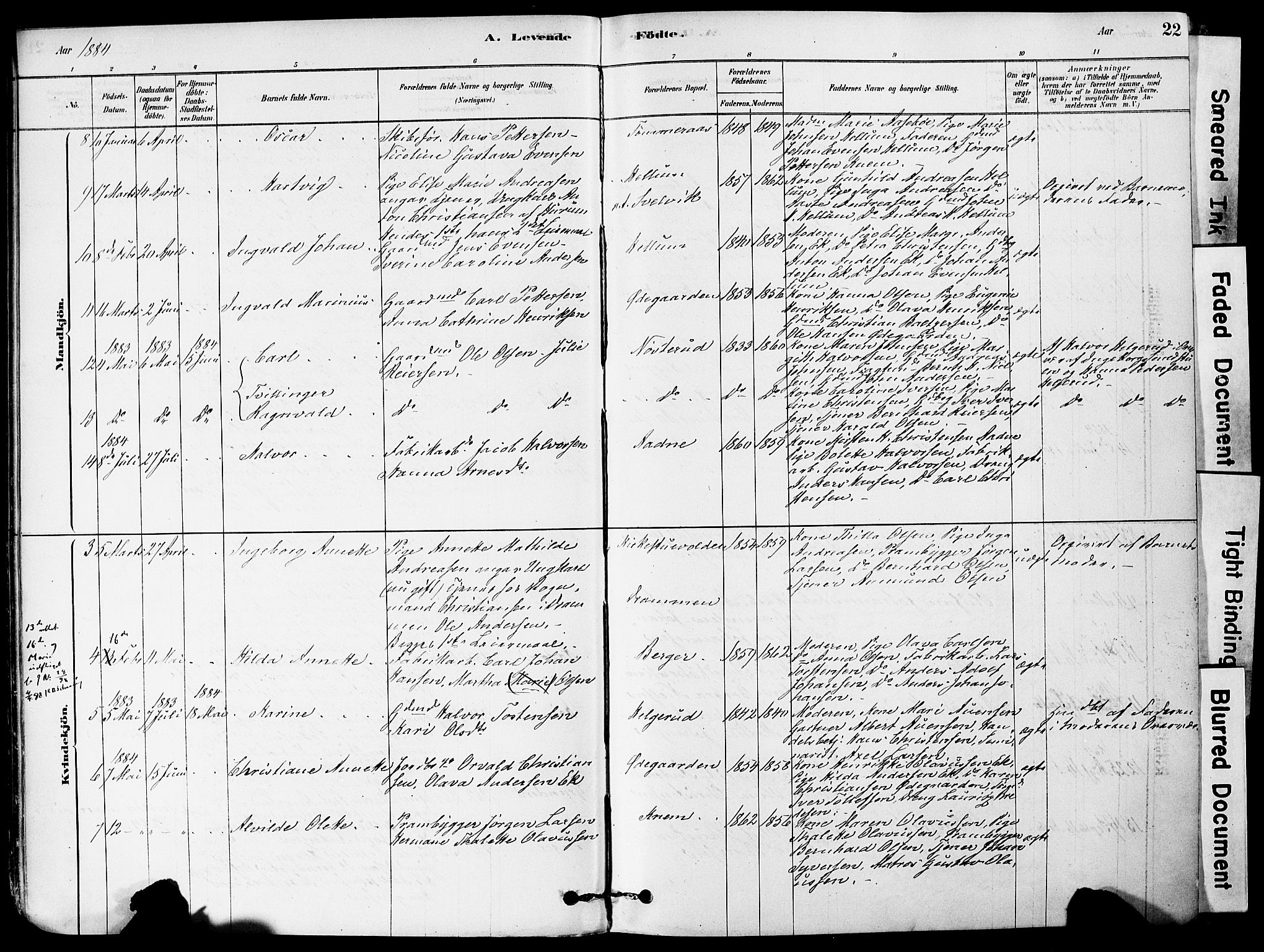 Strømm kirkebøker, AV/SAKO-A-322/F/Fa/L0004: Parish register (official) no. I 4, 1878-1899, p. 22