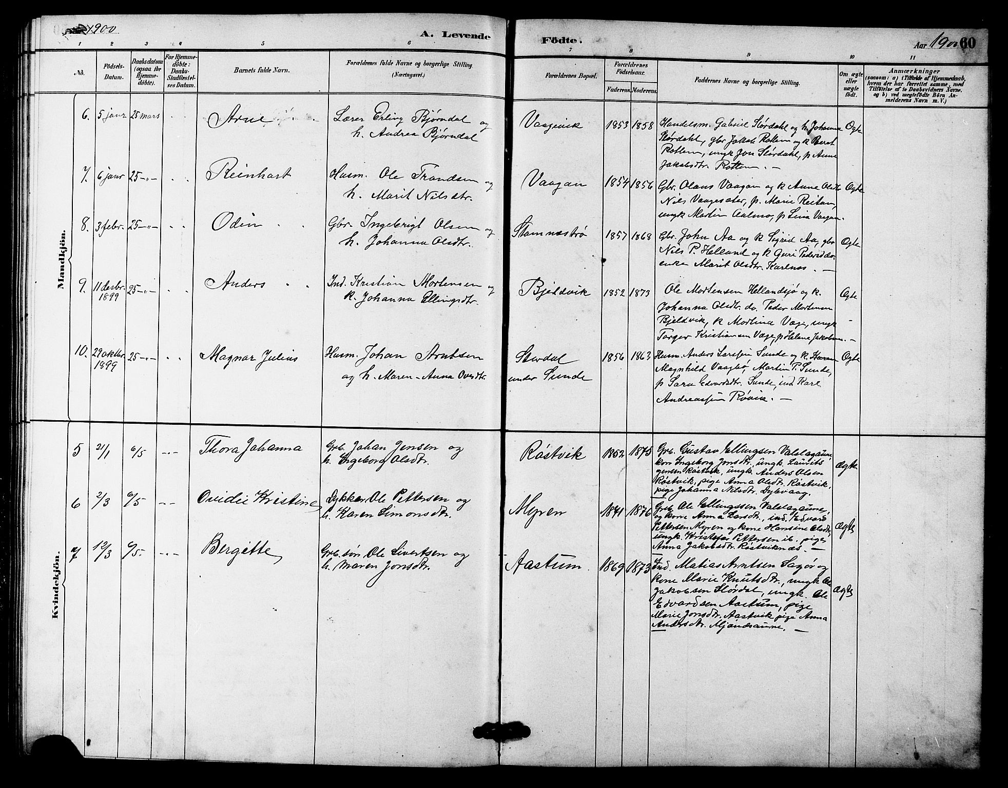 Ministerialprotokoller, klokkerbøker og fødselsregistre - Sør-Trøndelag, SAT/A-1456/633/L0519: Parish register (copy) no. 633C01, 1884-1905, p. 60