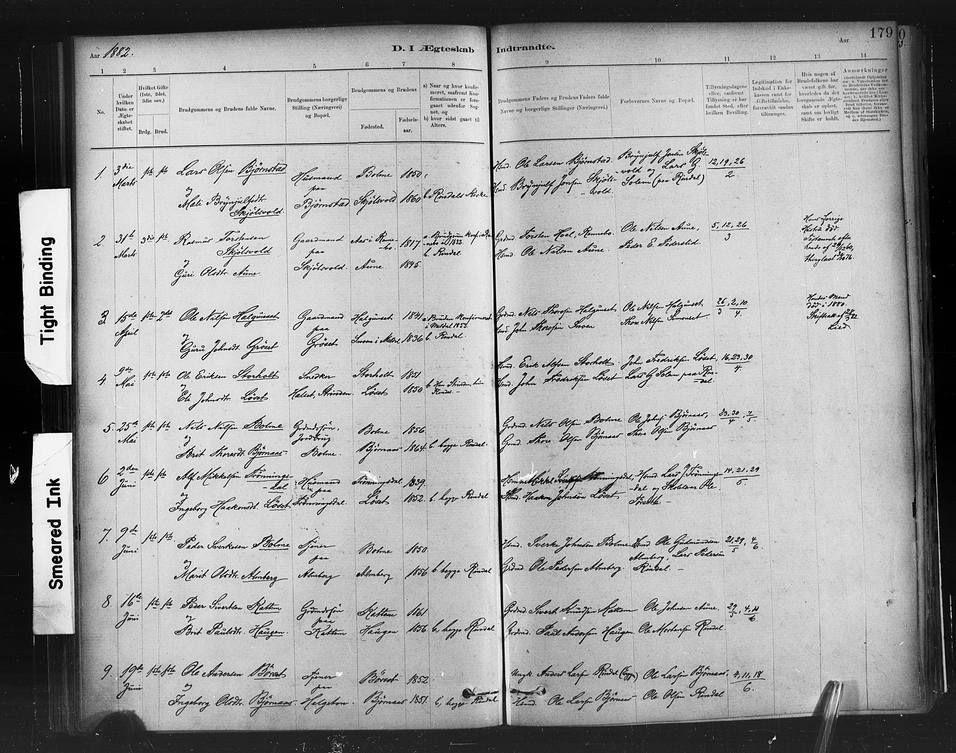 Ministerialprotokoller, klokkerbøker og fødselsregistre - Møre og Romsdal, SAT/A-1454/598/L1069: Parish register (official) no. 598A03, 1882-1895, p. 179