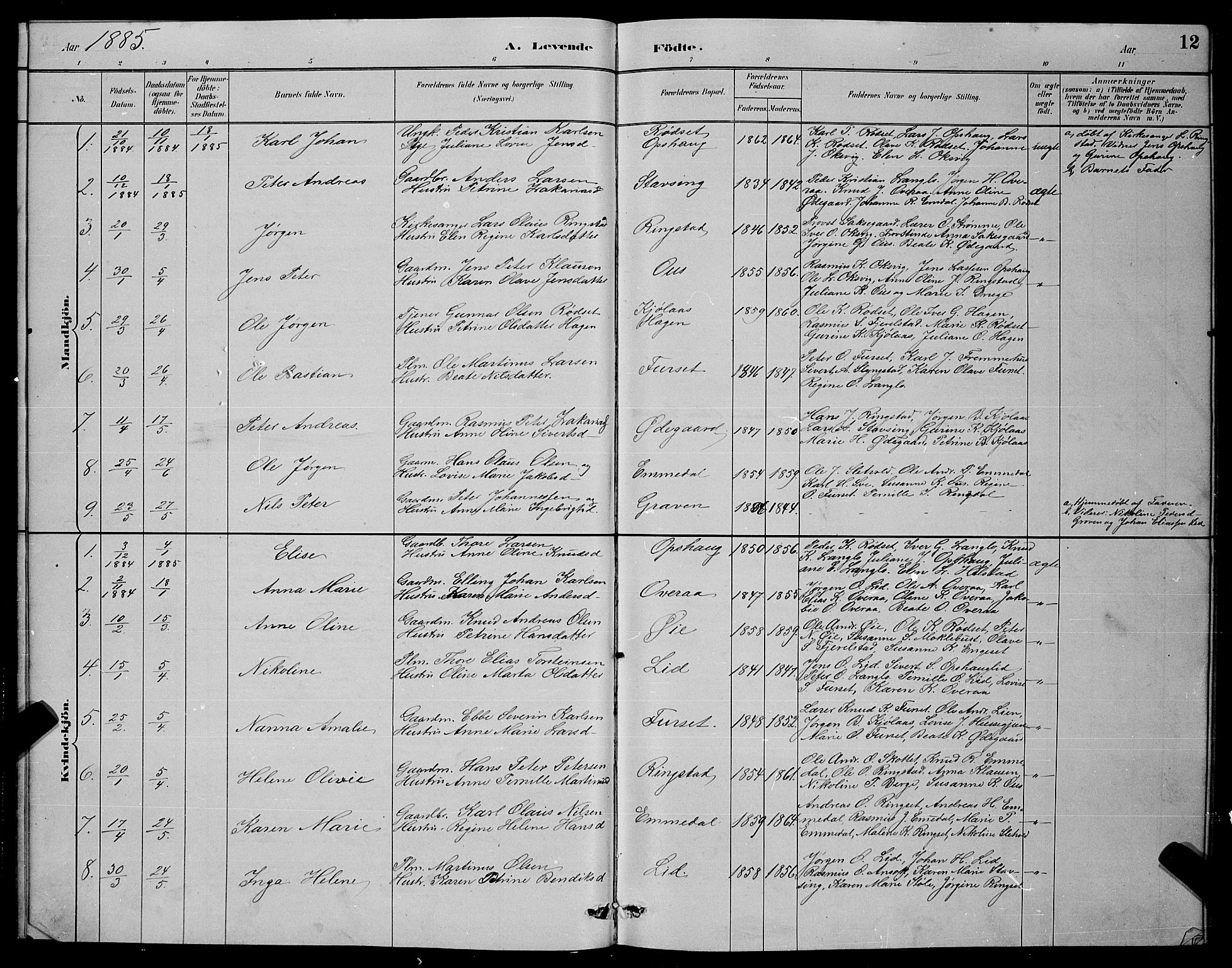 Ministerialprotokoller, klokkerbøker og fødselsregistre - Møre og Romsdal, AV/SAT-A-1454/520/L0292: Parish register (copy) no. 520C04, 1882-1901, p. 12