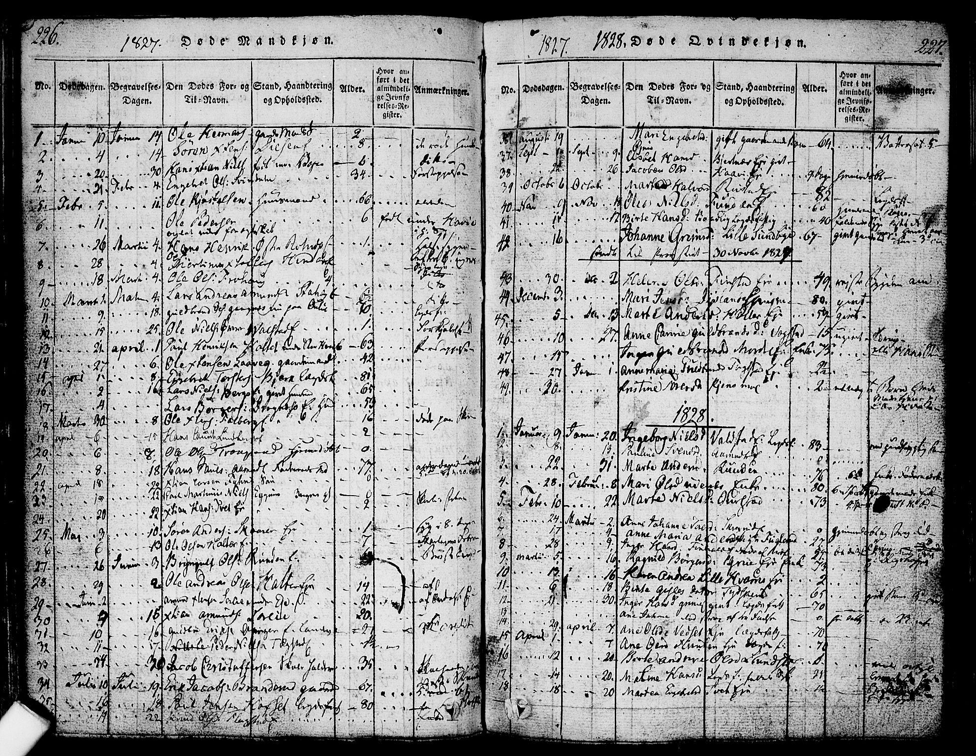 Nes prestekontor Kirkebøker, SAO/A-10410/F/Fa/L0005: Parish register (official) no. I 5, 1815-1835, p. 226-227