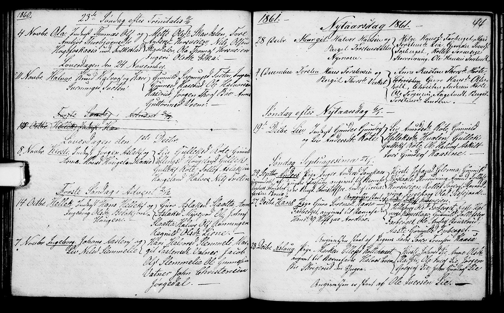 Bø kirkebøker, AV/SAKO-A-257/G/Ga/L0002: Parish register (copy) no. 2, 1853-1866, p. 44