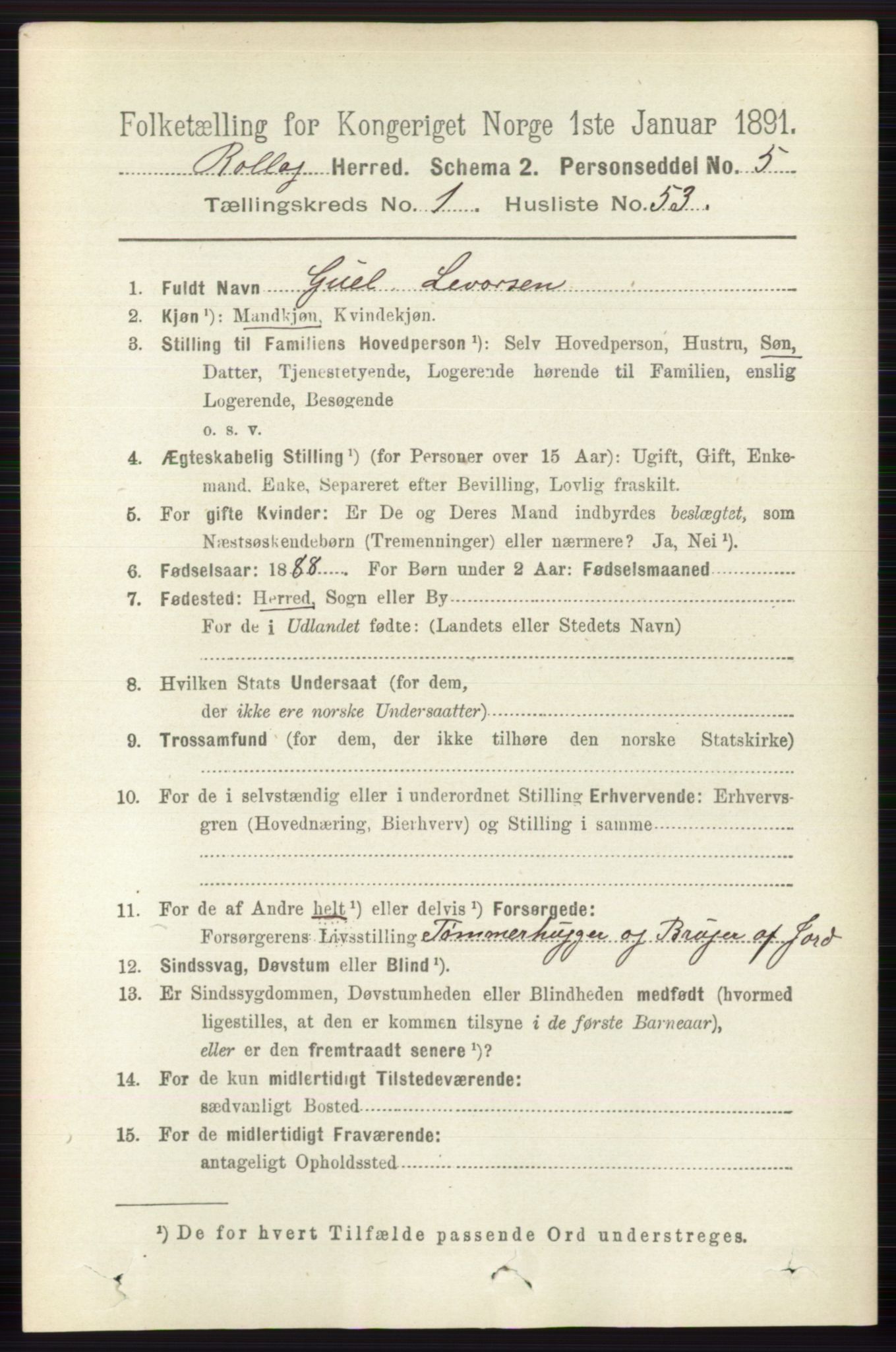 RA, 1891 census for 0632 Rollag, 1891, p. 413