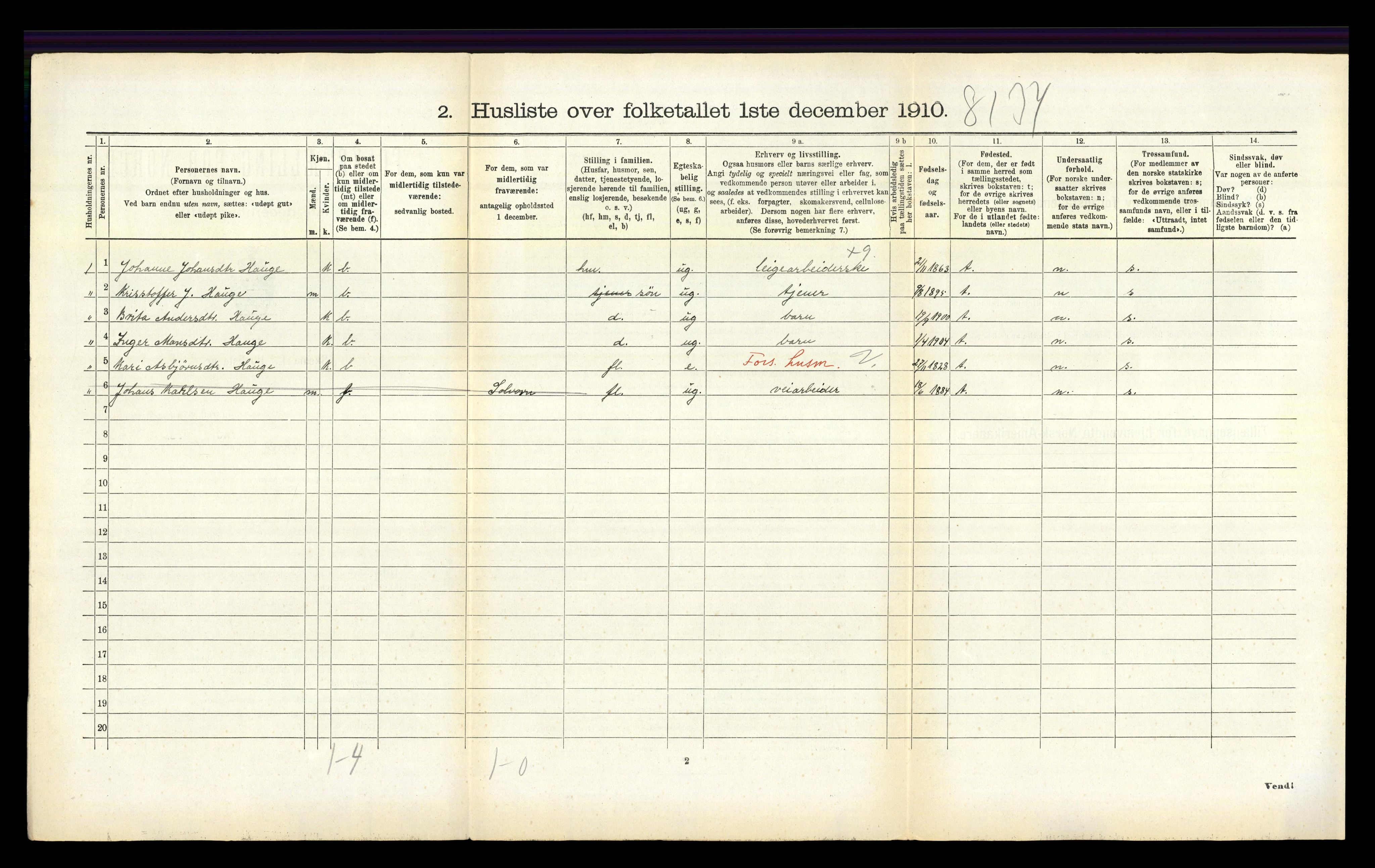 RA, 1910 census for Hafslo, 1910, p. 444