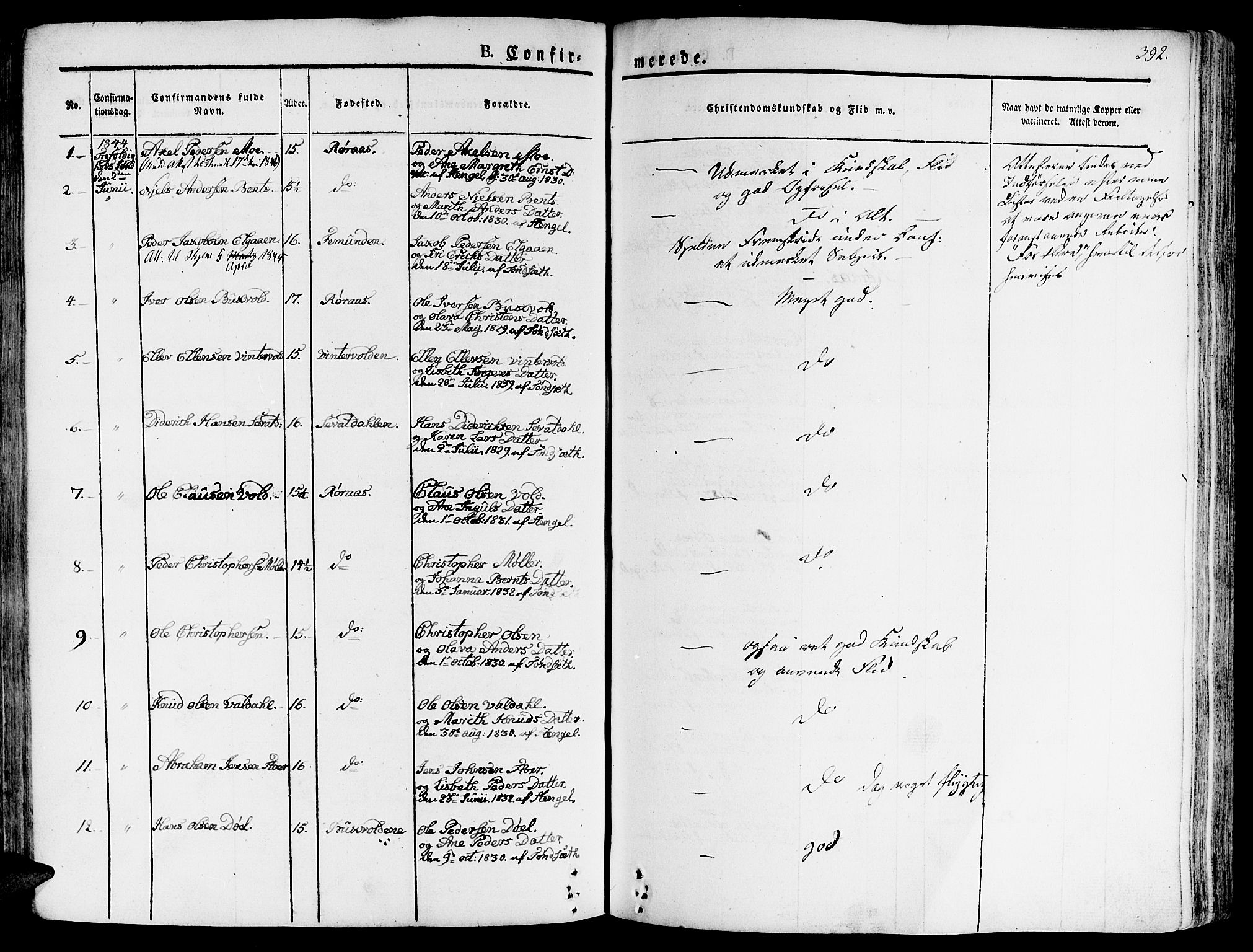 Ministerialprotokoller, klokkerbøker og fødselsregistre - Sør-Trøndelag, SAT/A-1456/681/L0930: Parish register (official) no. 681A08, 1829-1844, p. 392