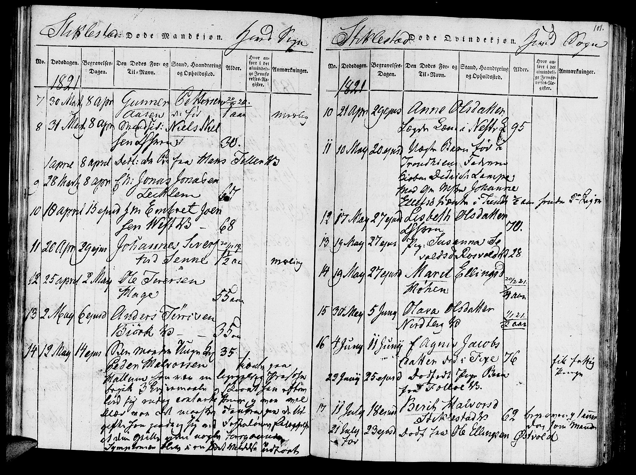 Ministerialprotokoller, klokkerbøker og fødselsregistre - Nord-Trøndelag, SAT/A-1458/723/L0234: Parish register (official) no. 723A05 /1, 1816-1840, p. 101