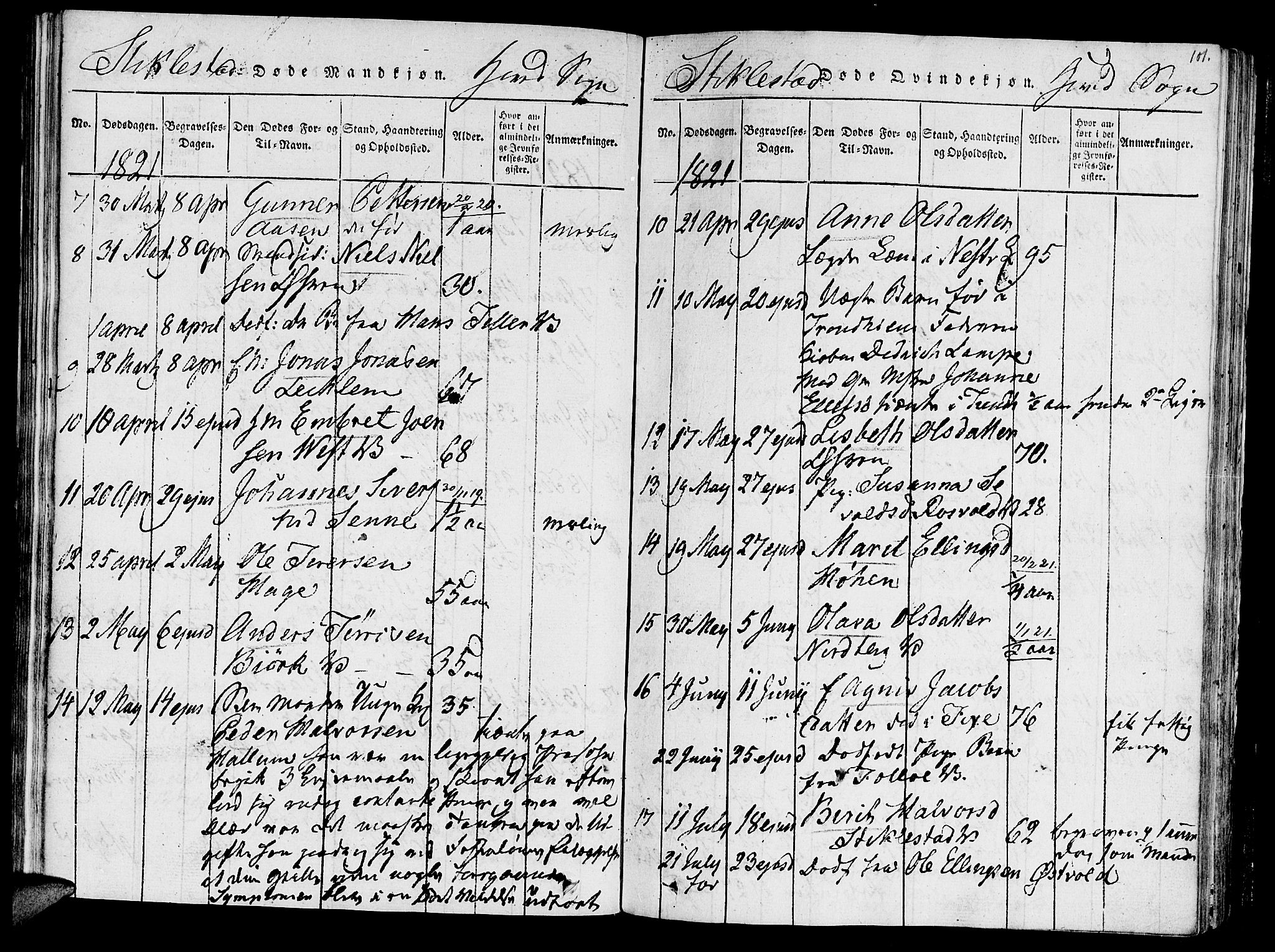 Ministerialprotokoller, klokkerbøker og fødselsregistre - Nord-Trøndelag, AV/SAT-A-1458/723/L0234: Parish register (official) no. 723A05 /1, 1816-1840, p. 101