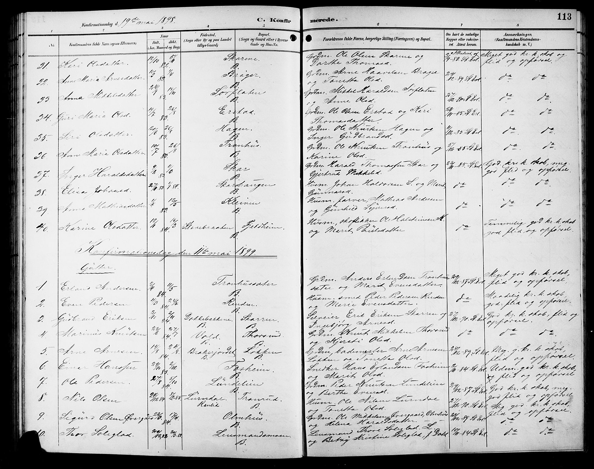 Sør-Aurdal prestekontor, AV/SAH-PREST-128/H/Ha/Hab/L0009: Parish register (copy) no. 9, 1894-1924, p. 113