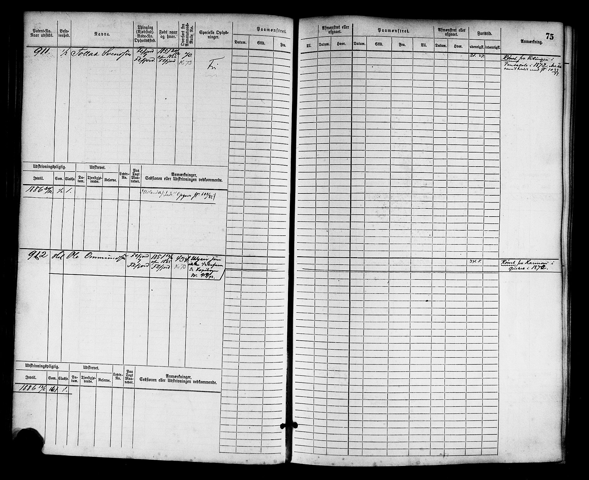 Flekkefjord mønstringskrets, SAK/2031-0018/F/Fb/L0002: Hovedrulle nr 765-1514, N-5, 1868-1900, p. 76