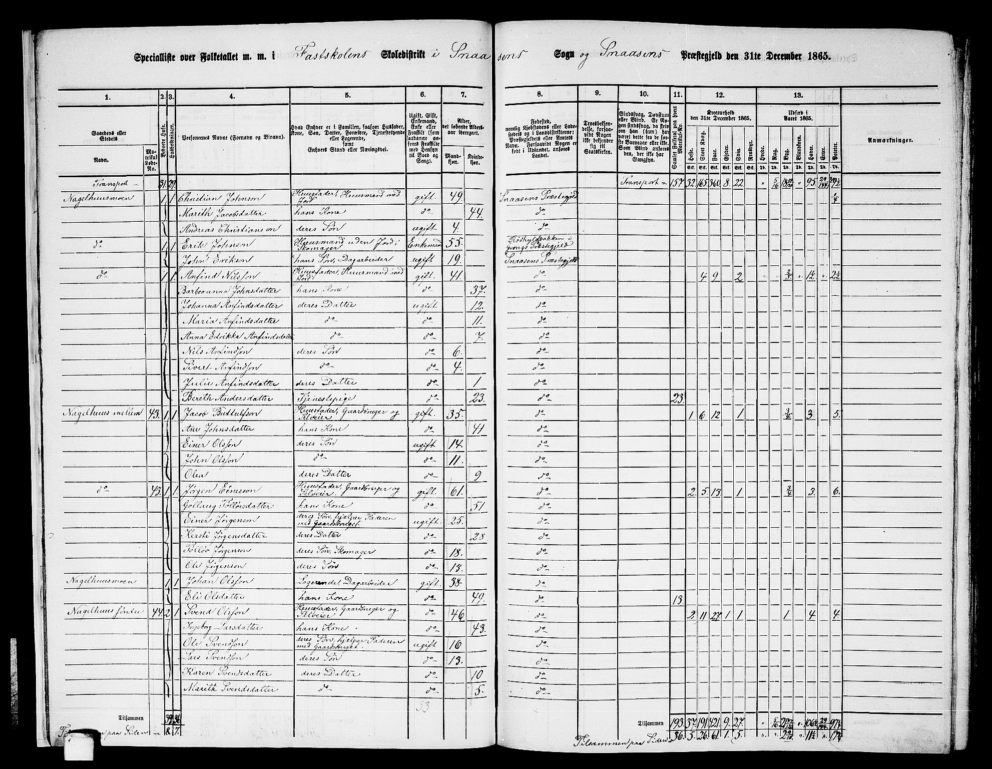RA, 1865 census for Snåsa, 1865, p. 16