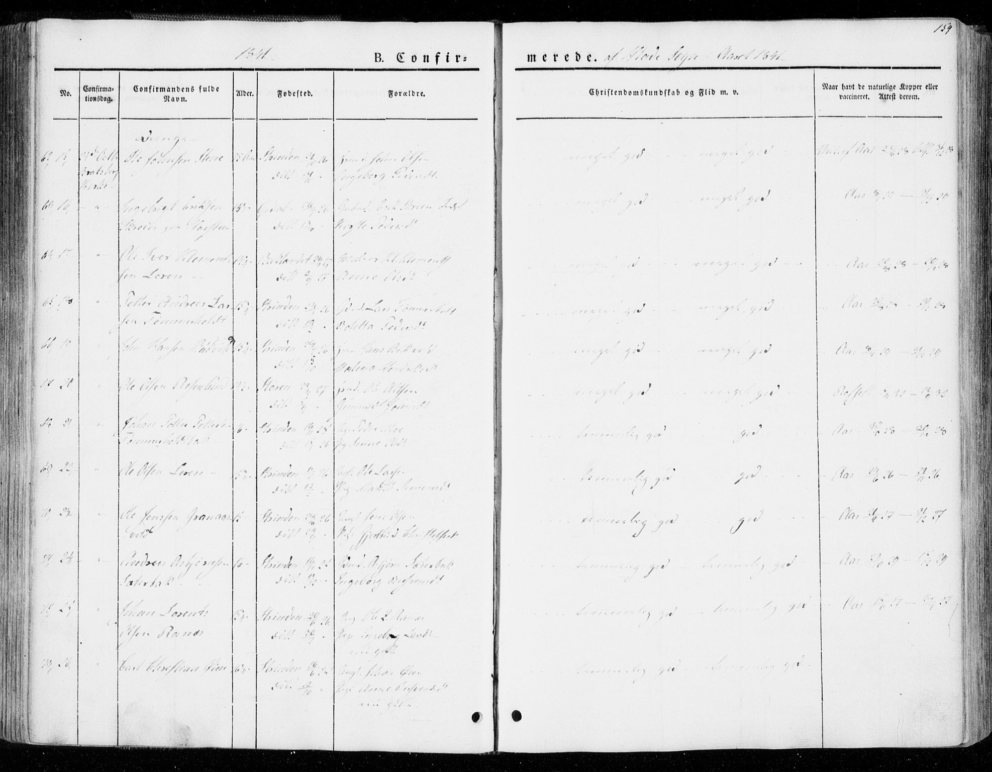 Ministerialprotokoller, klokkerbøker og fødselsregistre - Sør-Trøndelag, AV/SAT-A-1456/606/L0290: Parish register (official) no. 606A05, 1841-1847, p. 159