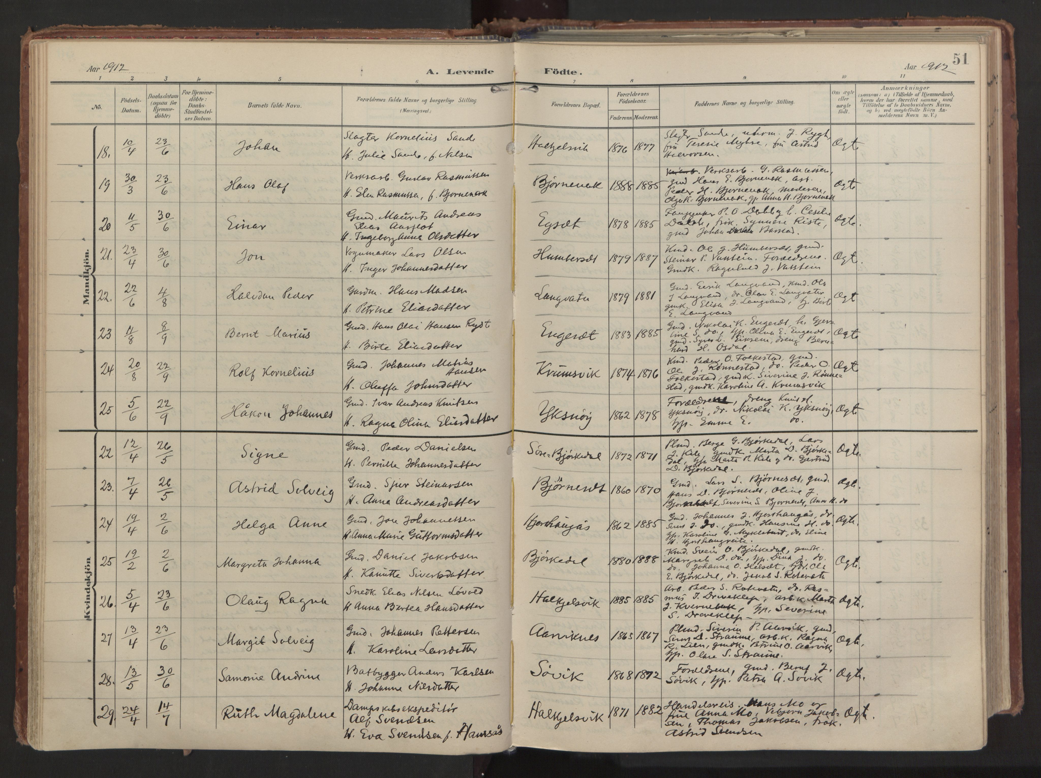 Ministerialprotokoller, klokkerbøker og fødselsregistre - Møre og Romsdal, AV/SAT-A-1454/511/L0144: Parish register (official) no. 511A11, 1906-1923, p. 51