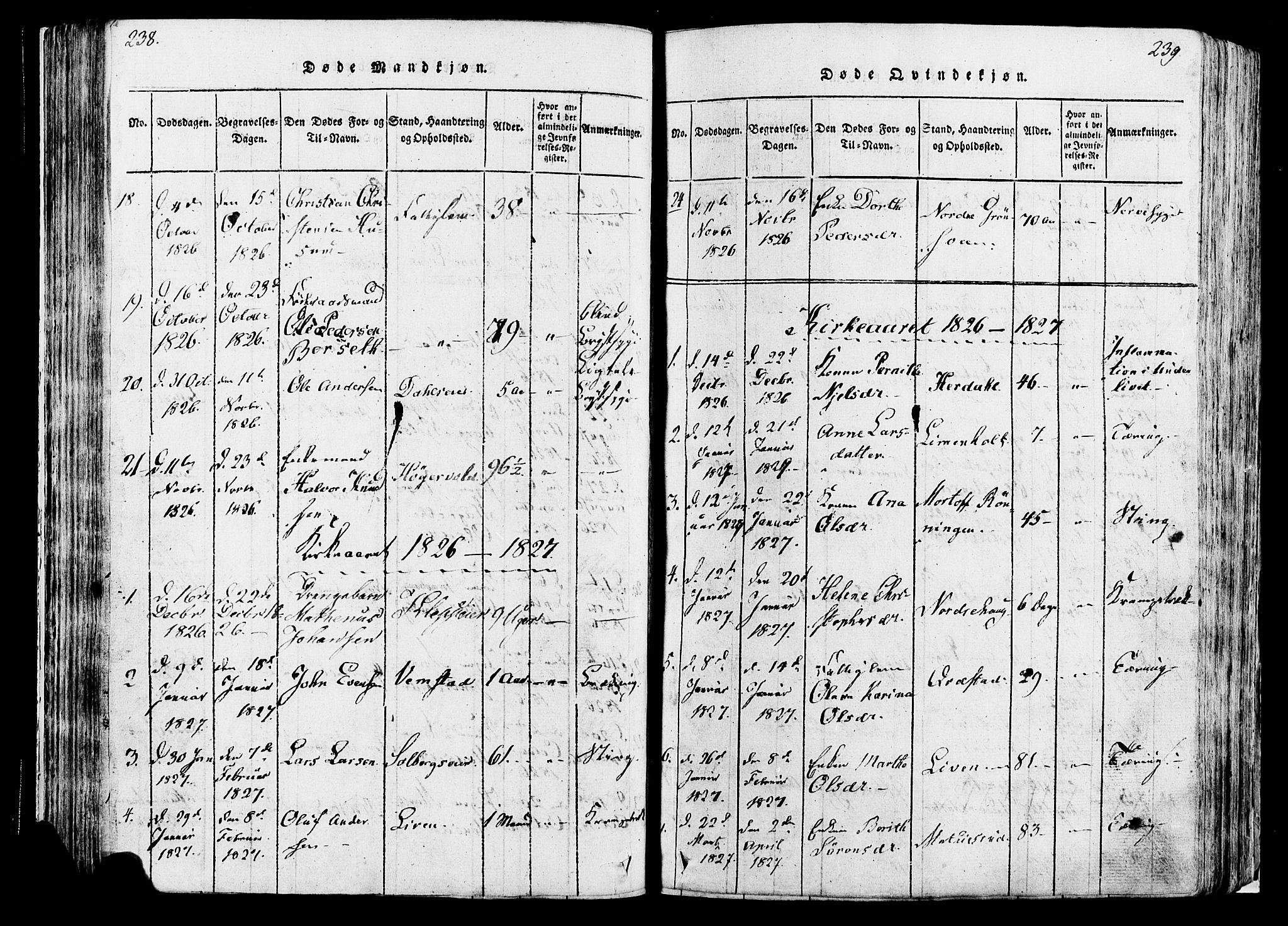 Løten prestekontor, SAH/PREST-022/K/Ka/L0005: Parish register (official) no. 5, 1814-1832, p. 238-239