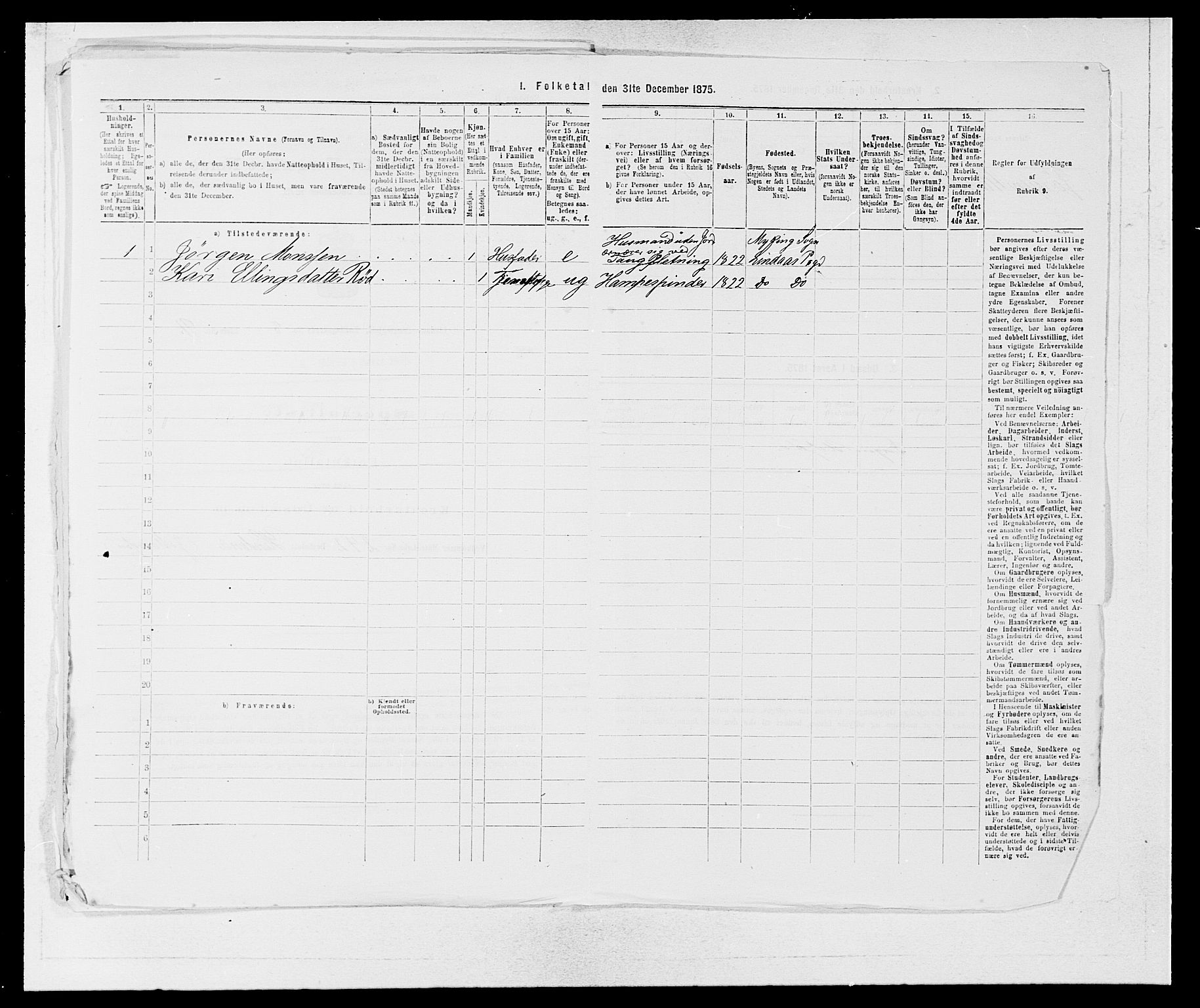 SAB, 1875 census for 1263P Lindås, 1875, p. 815