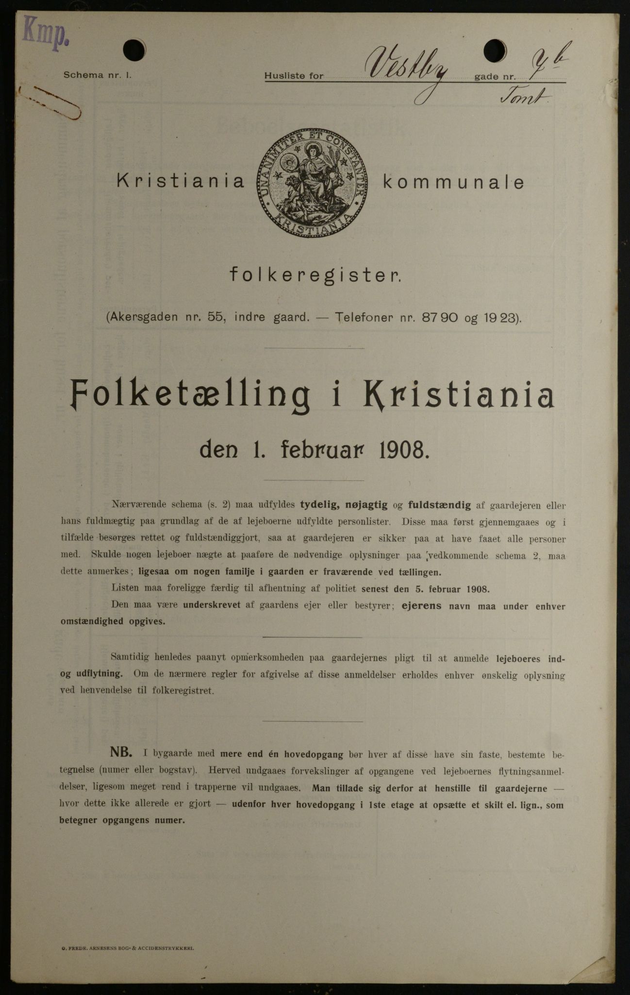 OBA, Municipal Census 1908 for Kristiania, 1908, p. 109863