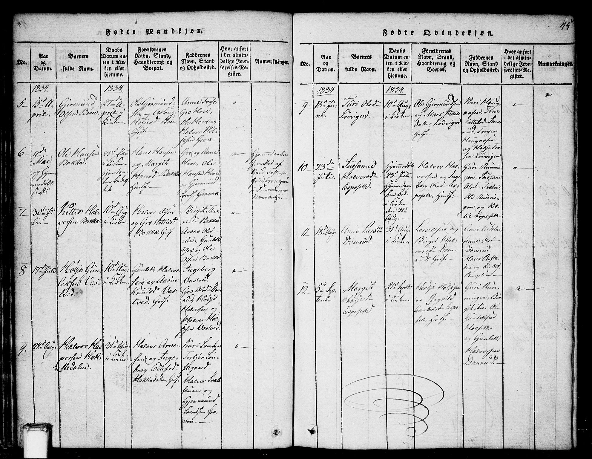 Gransherad kirkebøker, SAKO/A-267/G/Gb/L0001: Parish register (copy) no. II 1, 1815-1860, p. 45
