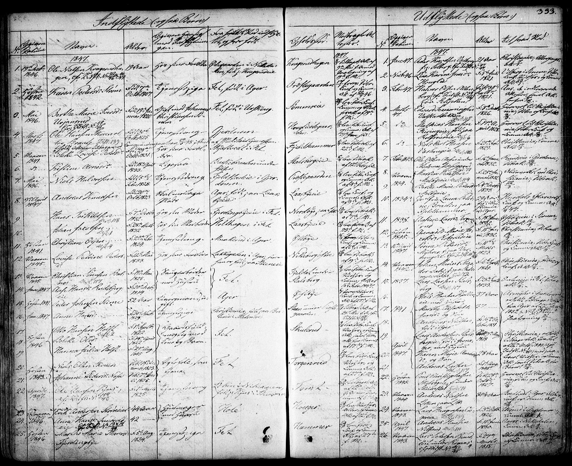 Skedsmo prestekontor Kirkebøker, SAO/A-10033a/F/Fa/L0009: Parish register (official) no. I 9, 1830-1853, p. 333