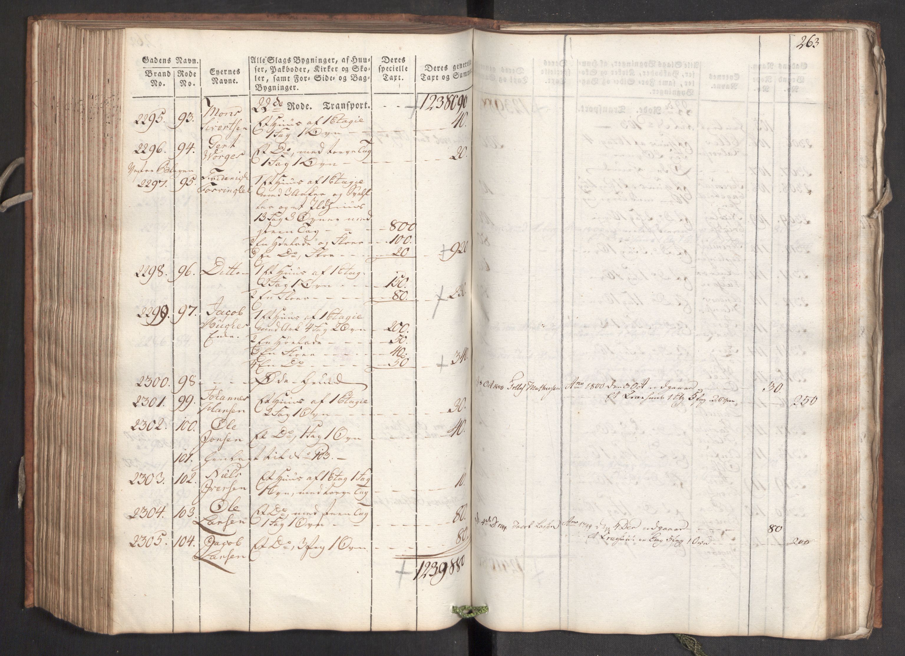 Kommersekollegiet, Brannforsikringskontoret 1767-1814, RA/EA-5458/F/Fa/L0006/0001: Bergen / Branntakstprotokoll, 1797, p. 263