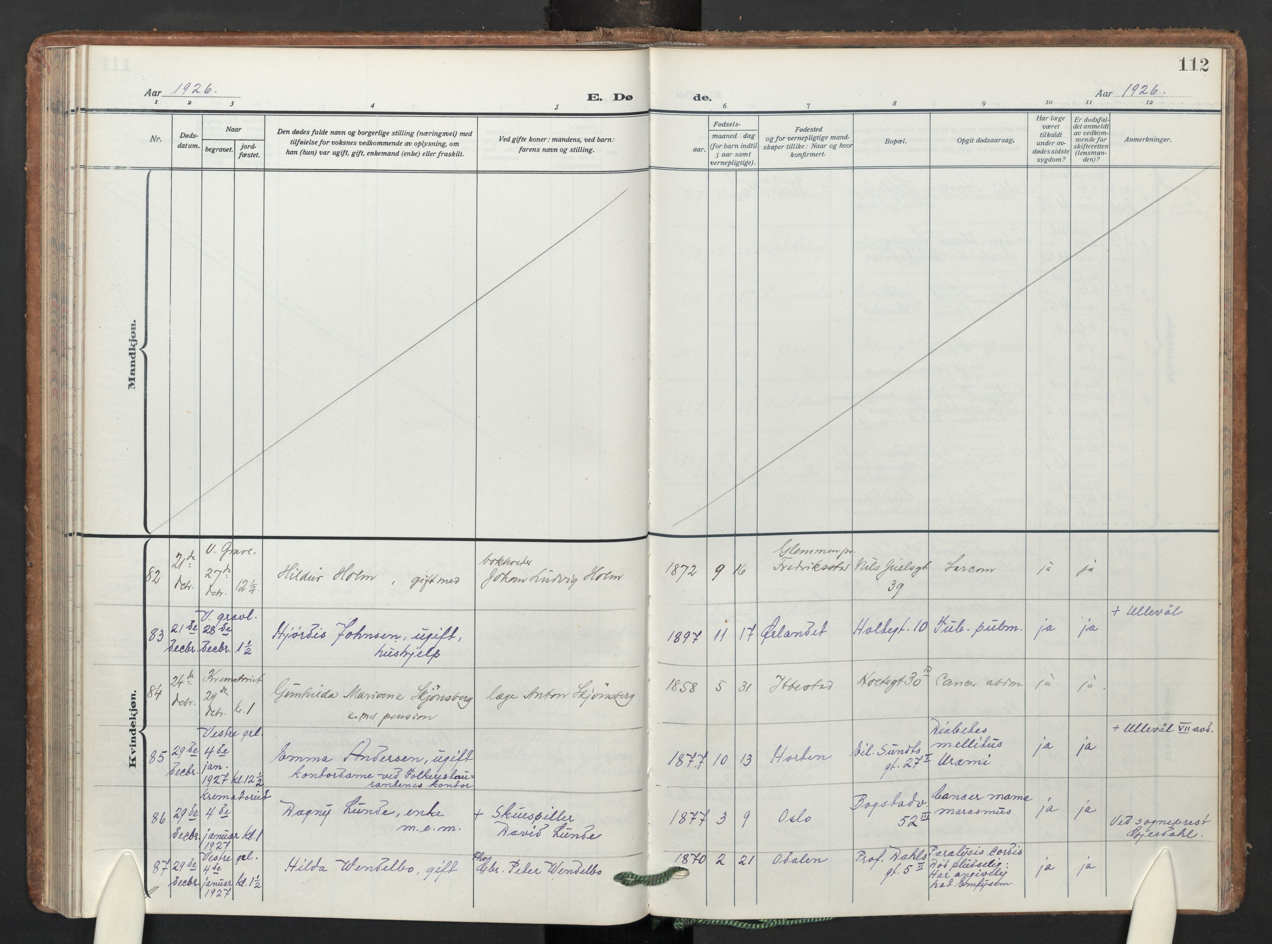 Uranienborg prestekontor Kirkebøker, SAO/A-10877/F/Fa/L0013: Parish register (official) no. I 13, 1919-1954, p. 112