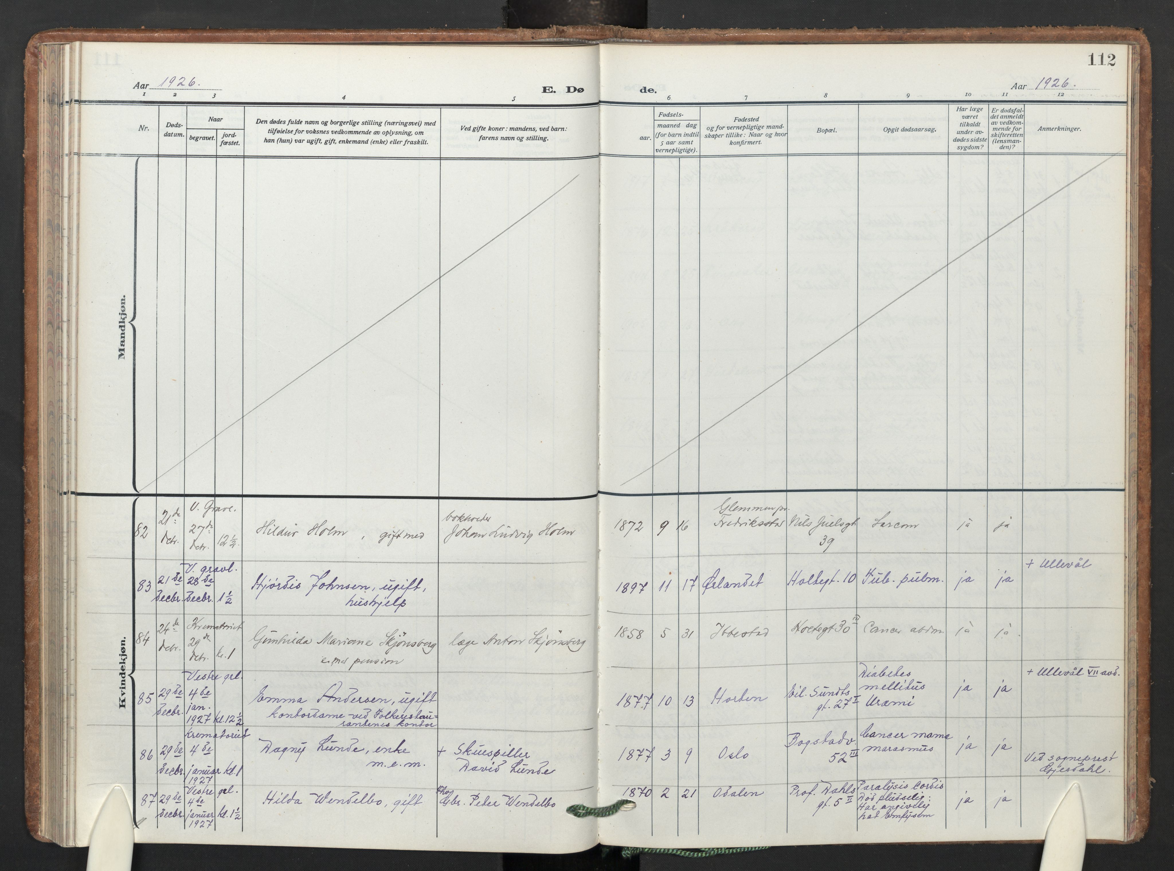 Uranienborg prestekontor Kirkebøker, AV/SAO-A-10877/F/Fa/L0013: Parish register (official) no. I 13, 1919-1954, p. 112